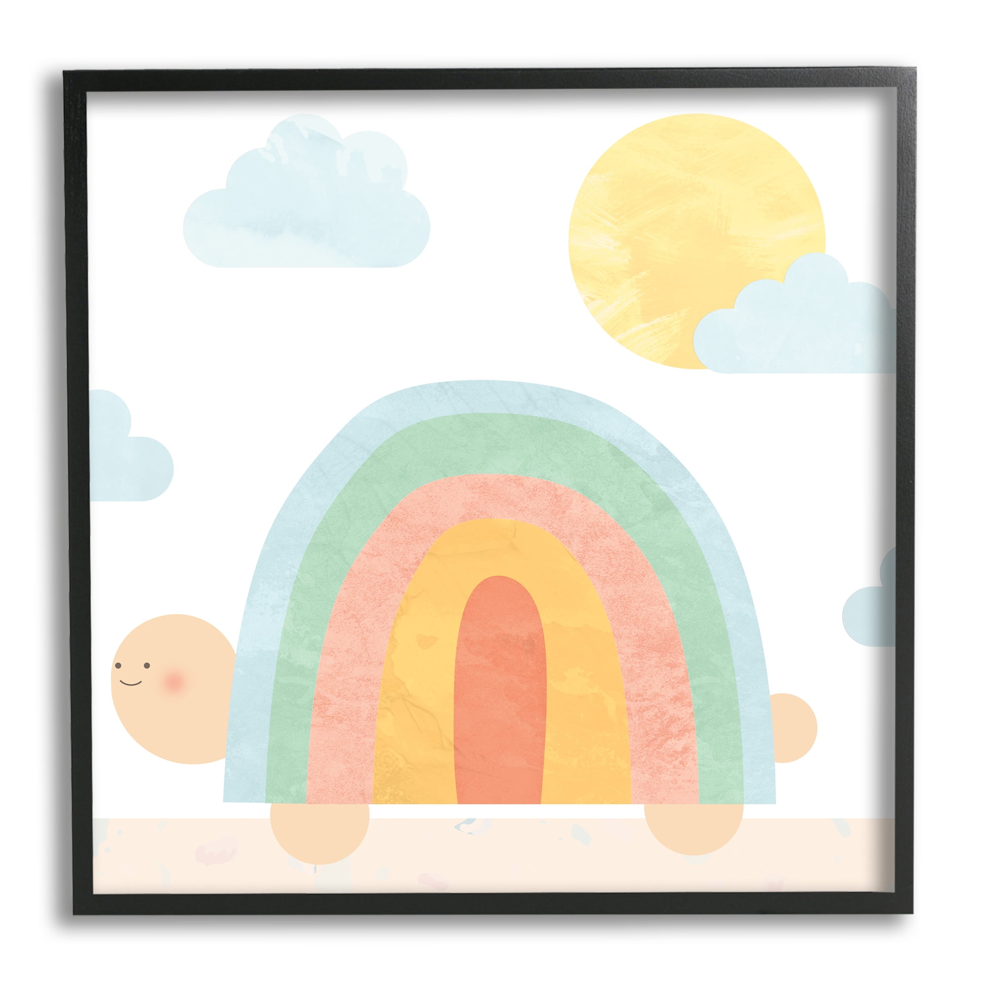 Stupell Industries Rainbow Shape Turtle Shell Scene Animals & Insects Painting Black Framed Art Print Wall Art