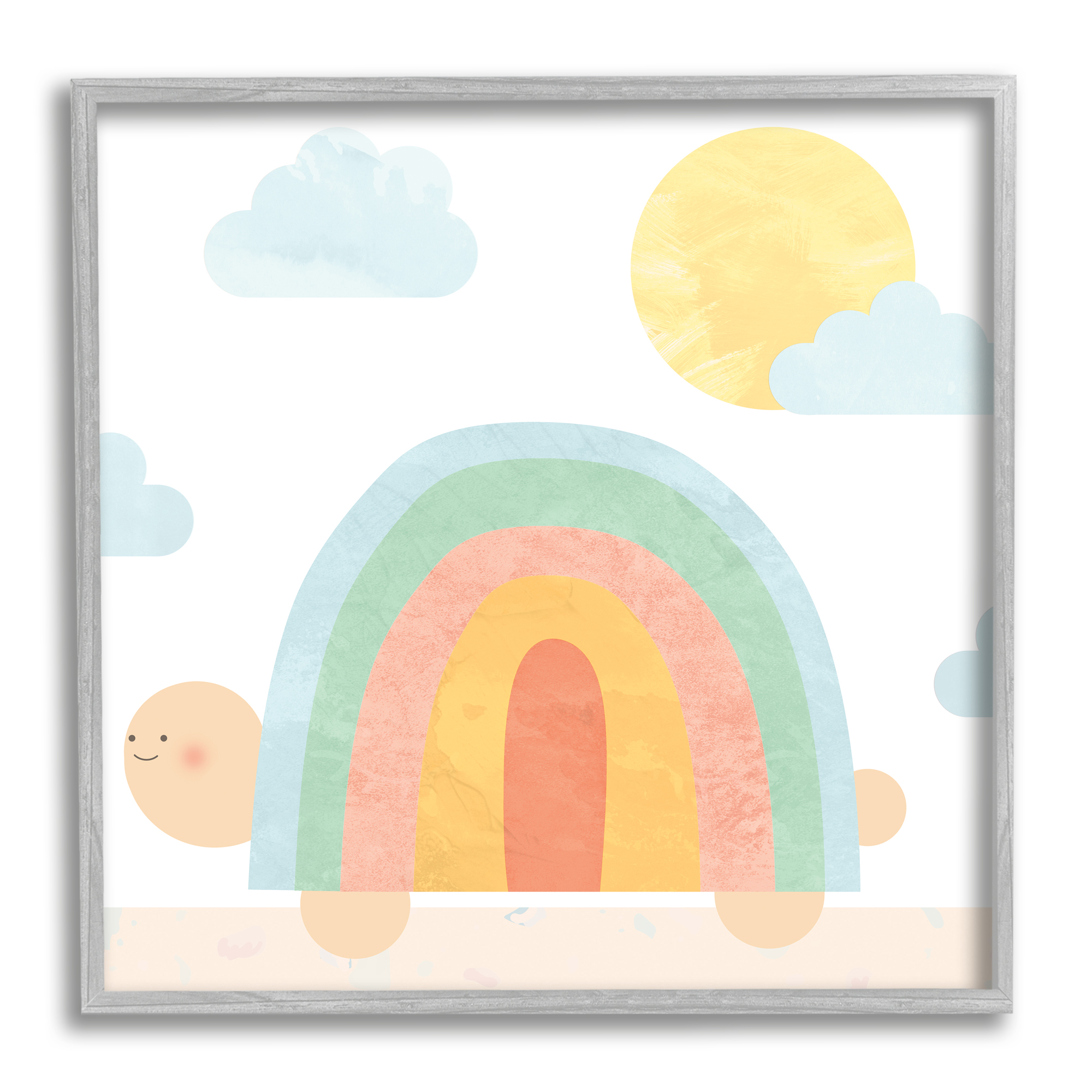 Stupell Industries Rainbow Shape Turtle Shell Scene Animals & Insects Painting Gray Framed Art Print Wall Art