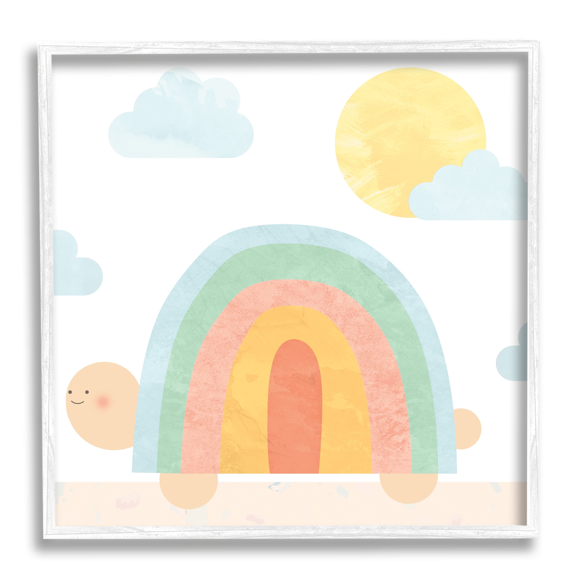Stupell Industries Rainbow Shape Turtle Shell Scene Animals & Insects Painting White Framed Art Print Wall Art