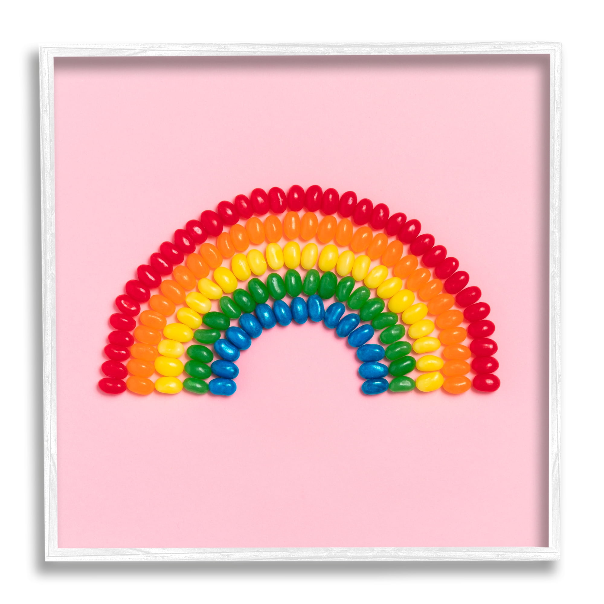 Stupell Industries Rainbow Shaped Candies Food & Beverage Painting White Framed Art Print Wall Art, 24 x 24