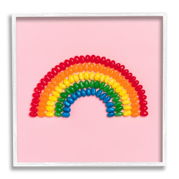 Stupell Industries Rainbow Shaped Candies Food & Beverage Painting White Framed Art Print Wall Art, 24 x 24
