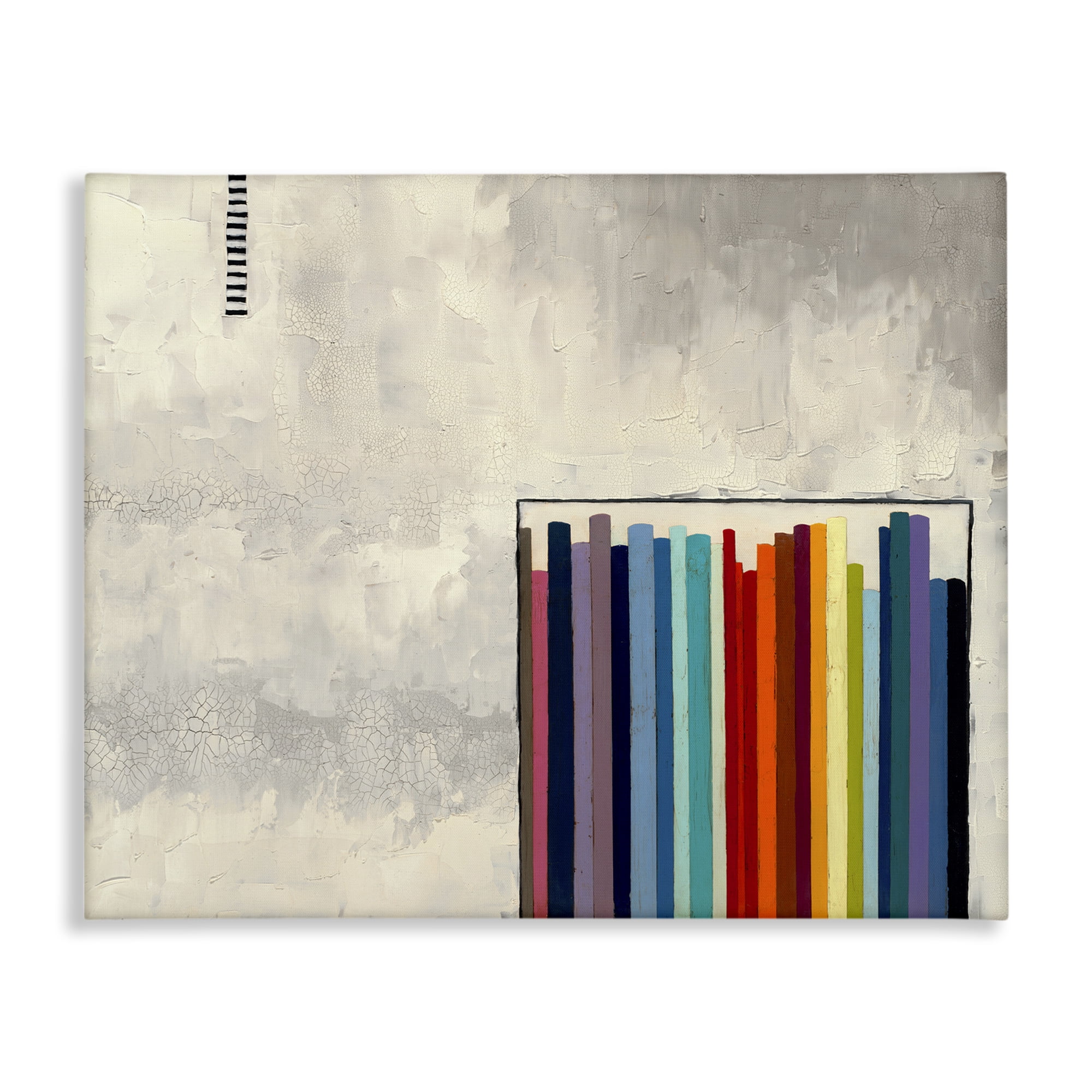 Stupell Industries Rainbow Shapes over Grey Abstract Painting Gallery Wrapped Canvas Art Print Wall Art, 40 x 30