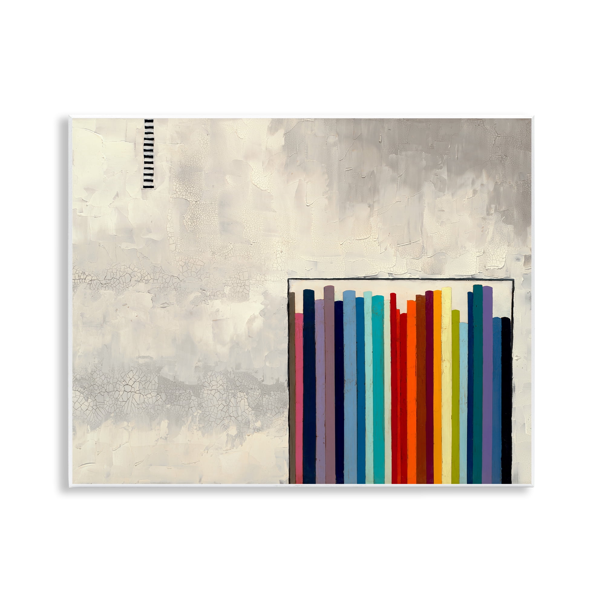 Stupell Industries Rainbow Shapes over Grey Abstract Painting Unframed Art Print Wall Art, 14 x 11