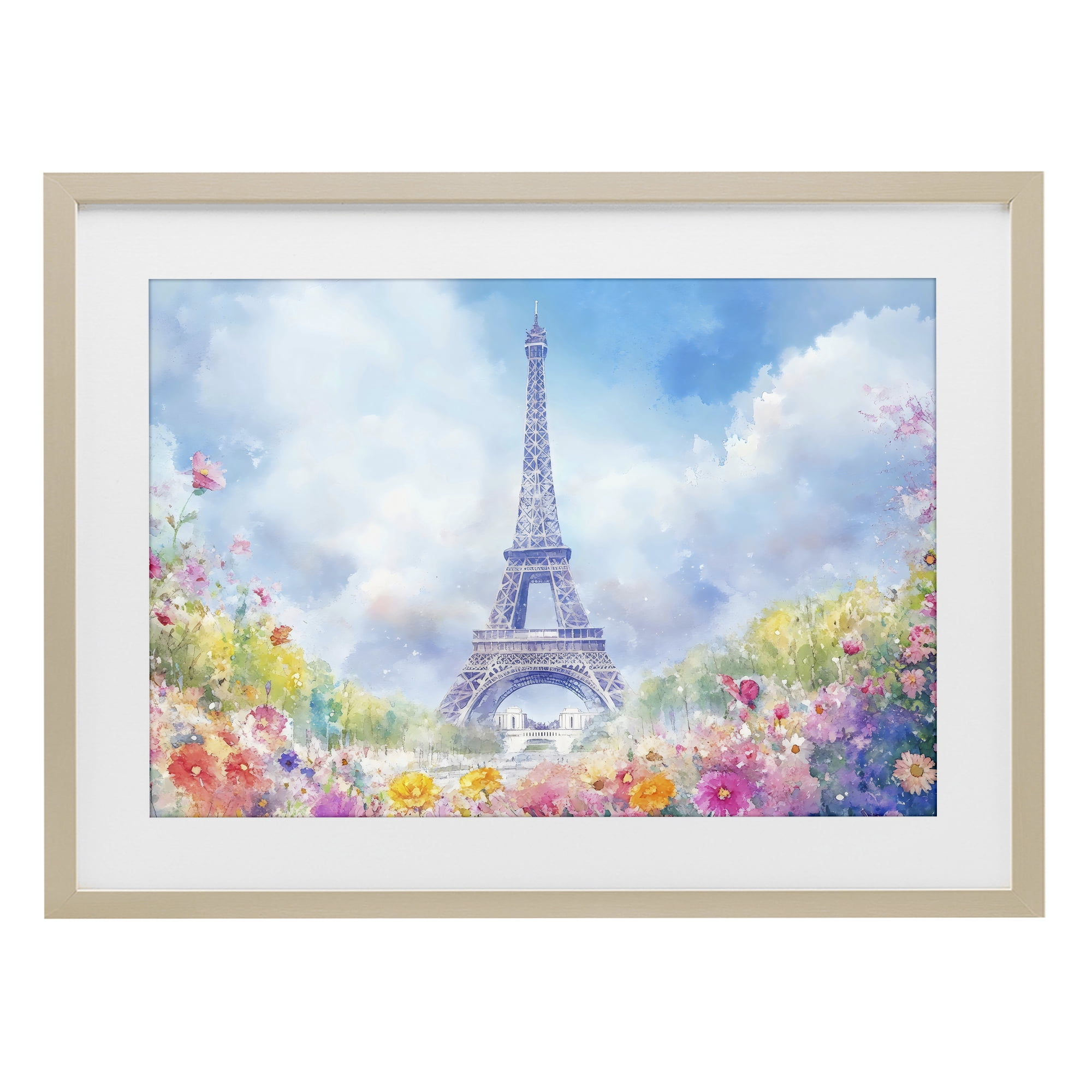 Stupell Industries Rainbow Spring at Eiffel Tower Birch Framed Print Under Glass, design by Creative Studio