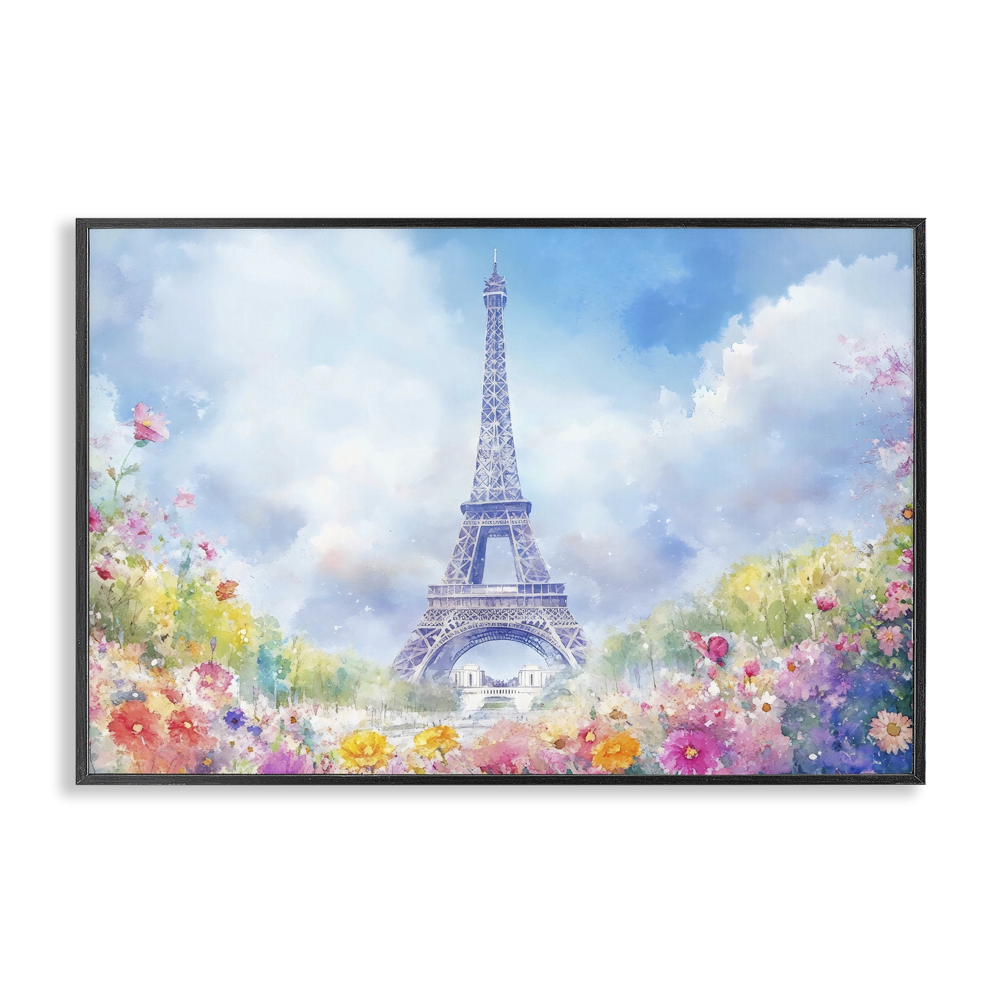 Stupell Industries Rainbow Spring at Eiffel Tower Black Framed Giclee Art, design by Creative Studio