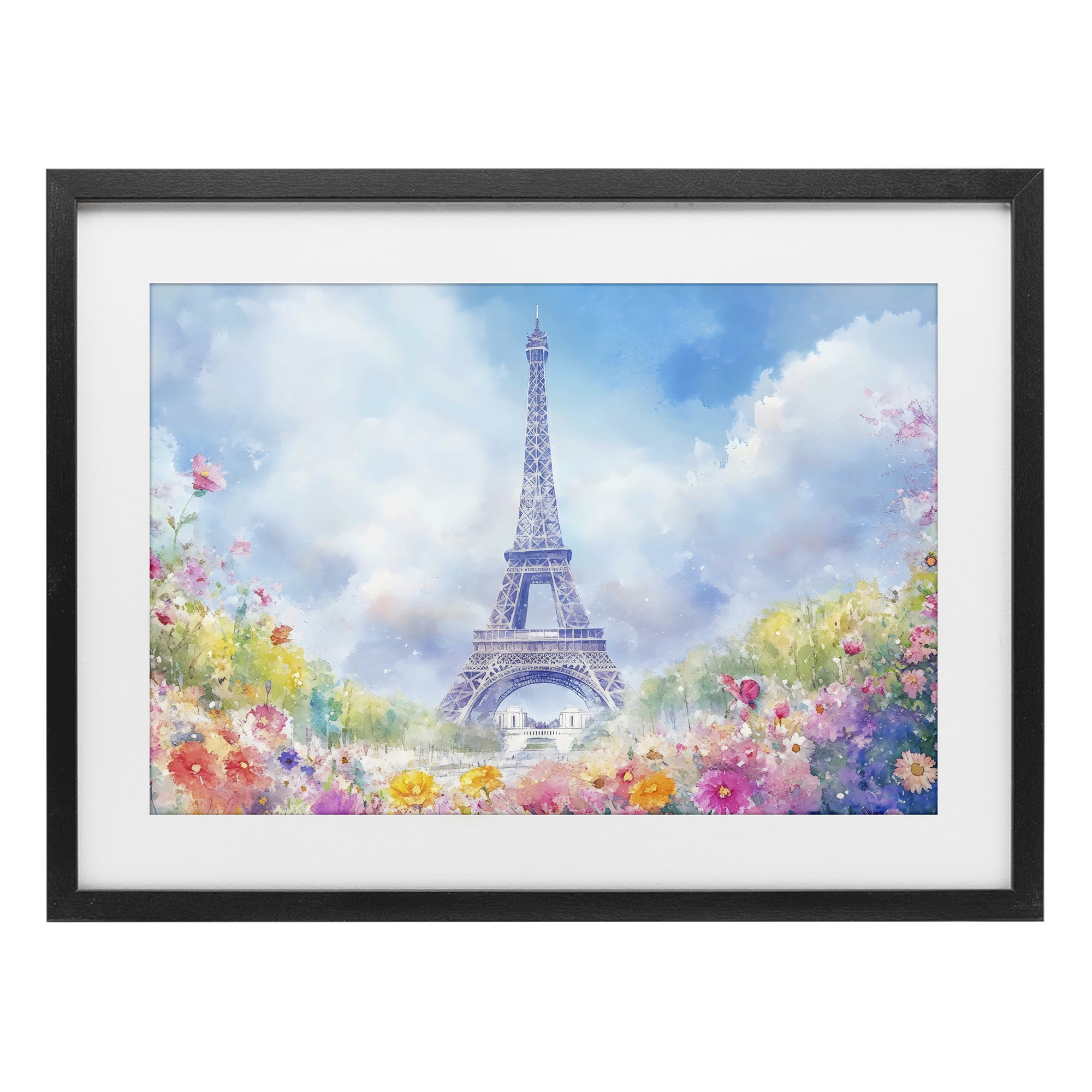 Stupell Industries Rainbow Spring at Eiffel Tower Black Framed Print Under Glass, design by Creative Studio