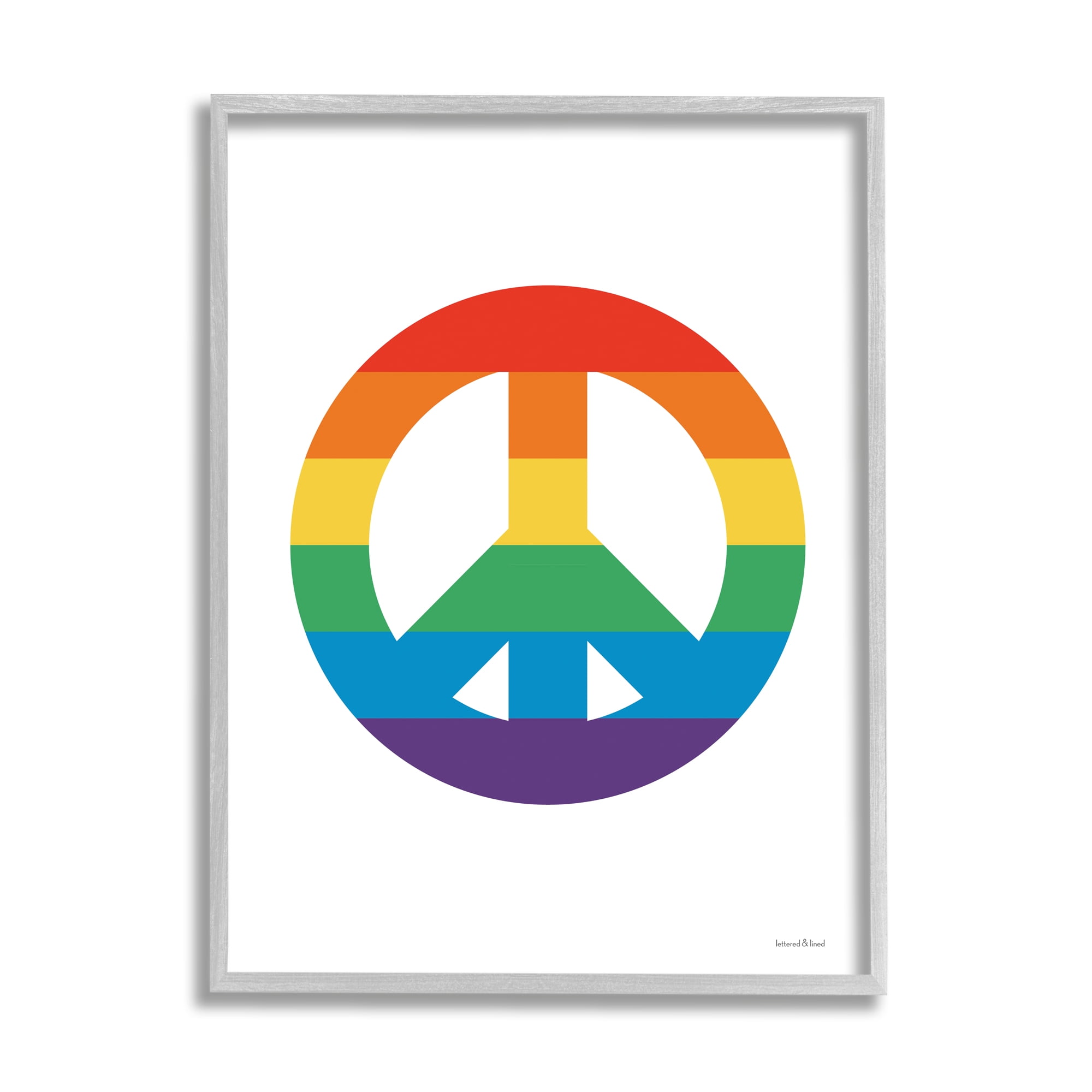 Stupell Industries Rainbow Striped Peace Sign Retro Pride Symbol Happiness, 11 x 14, Design by Lettered and Lined