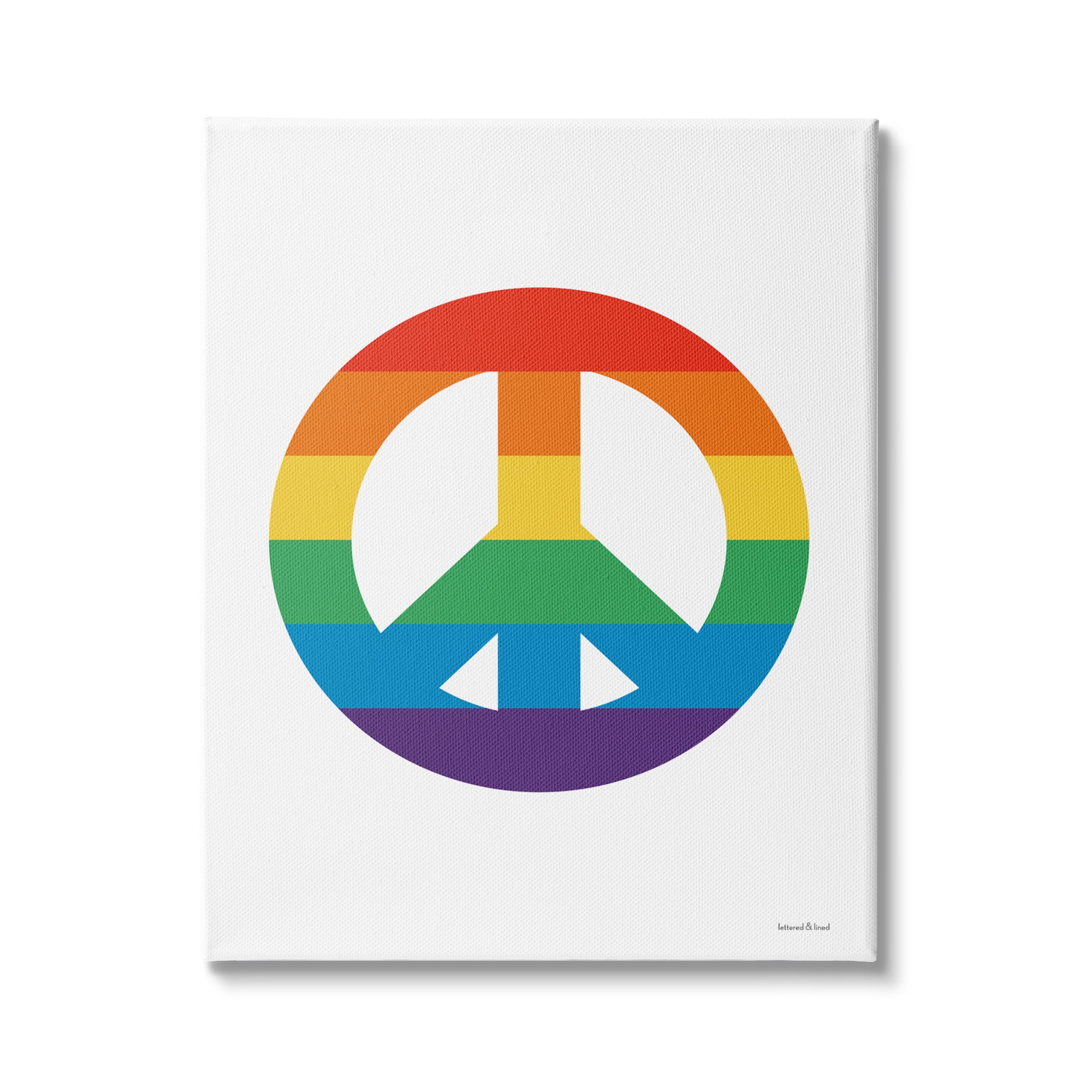 Stupell Industries Rainbow Striped Peace Sign Retro Pride Symbol Happiness, 36 x 48, Design by Lettered and Lined