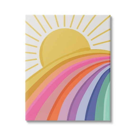 Stupell Industries Rainbow Stripes Pattern Yellow Sunshine Rays Illustration Canvas Wall Art, 24 x 30, Design by Lisa Perry Whitebutton