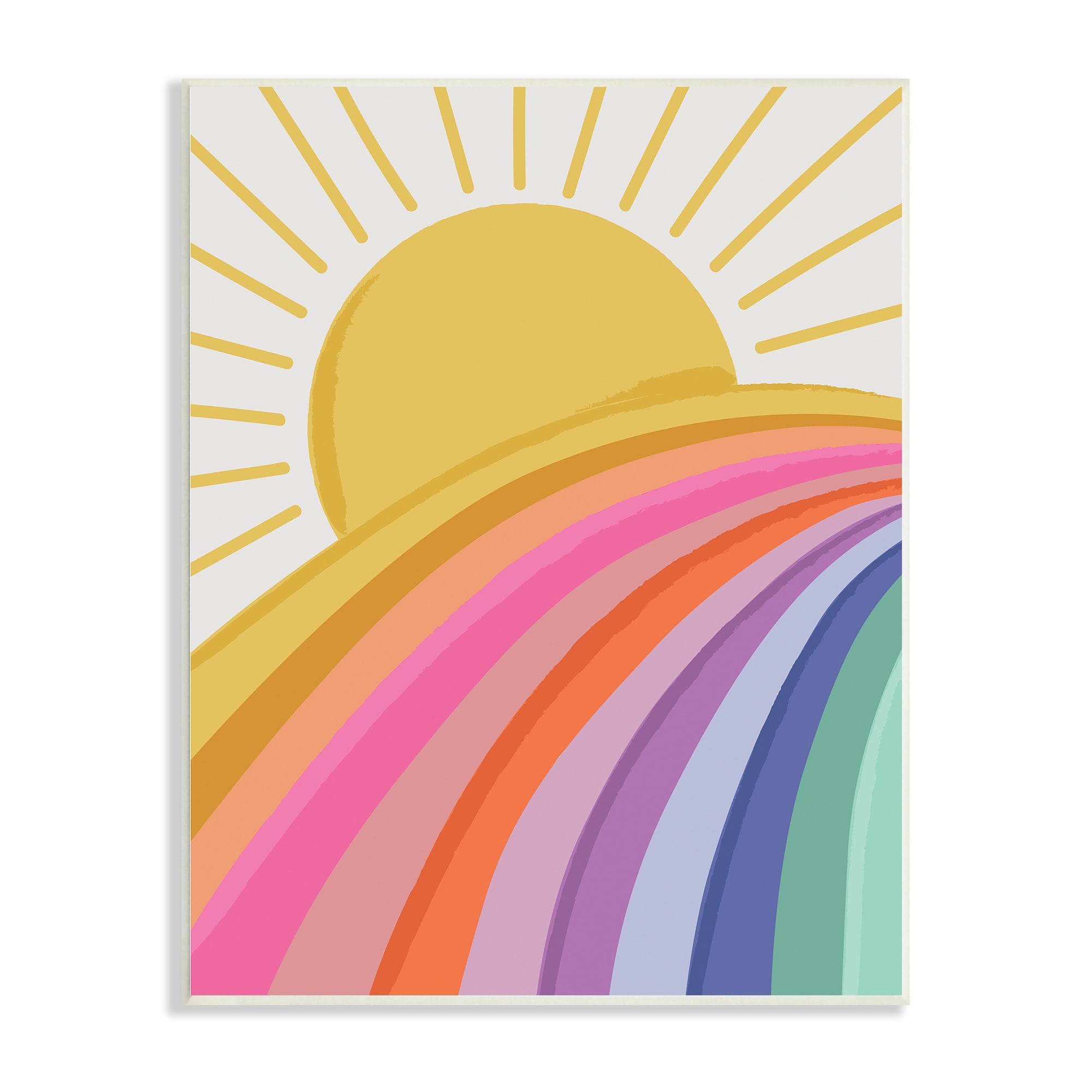 Stupell Industries Rainbow Stripes Pattern Yellow Sunshine Rays Illustration Wood Wall Art, 13 x 19, Design by Lisa Perry Whitebutton