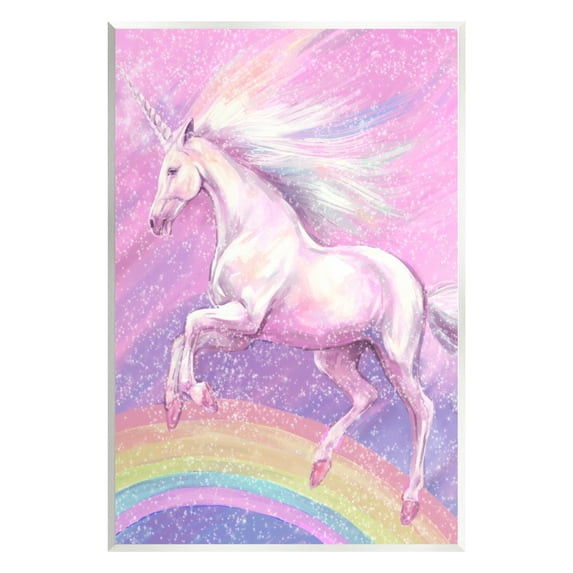 Stupell Industries Rainbow Unicorn Scene Fairy Tales & Fantasy Painting Unframed Art Print Wall Art, 10 x 15