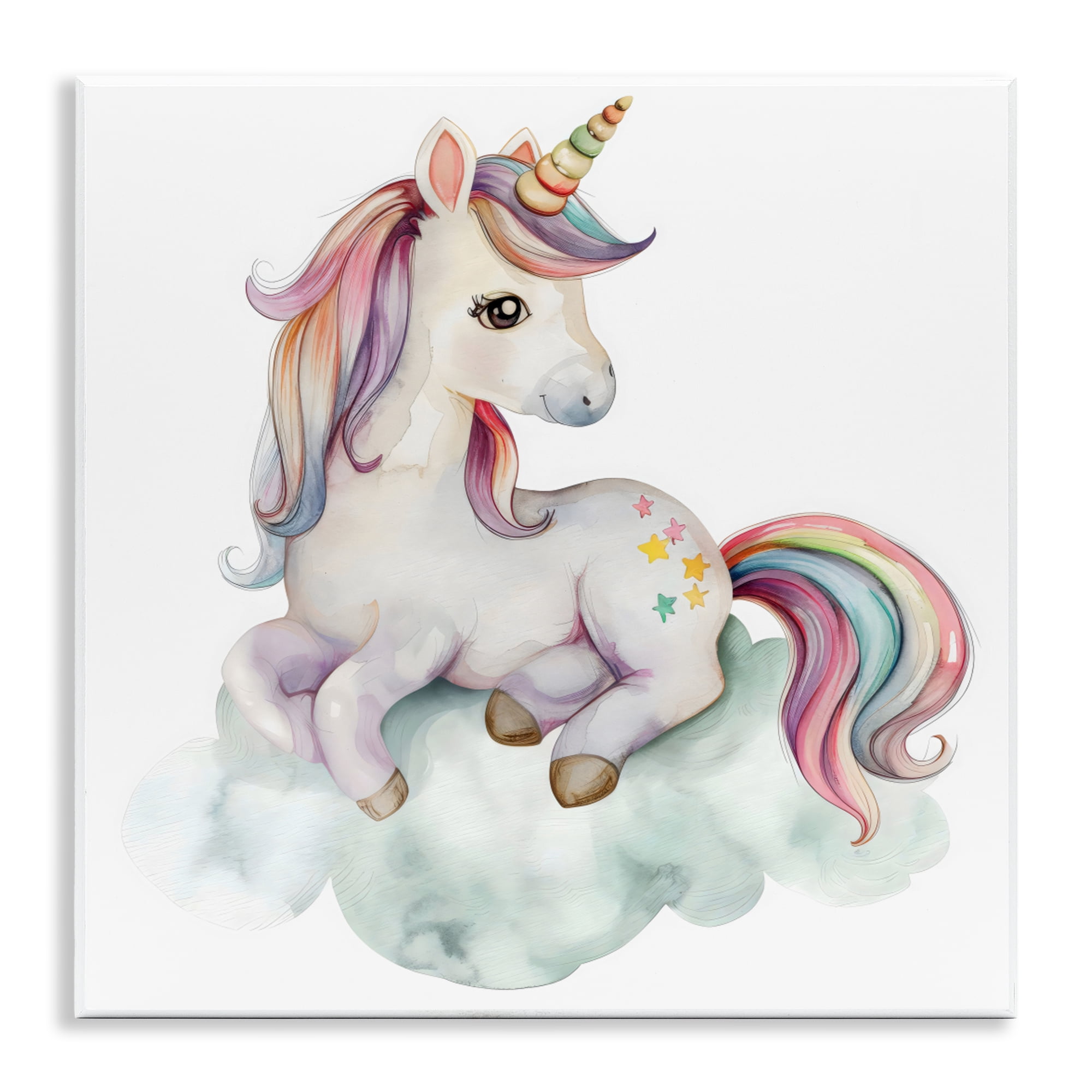 Stupell Industries Rainbow Unicorn on Cloud Wall Plaque Art, design by Creative Studio