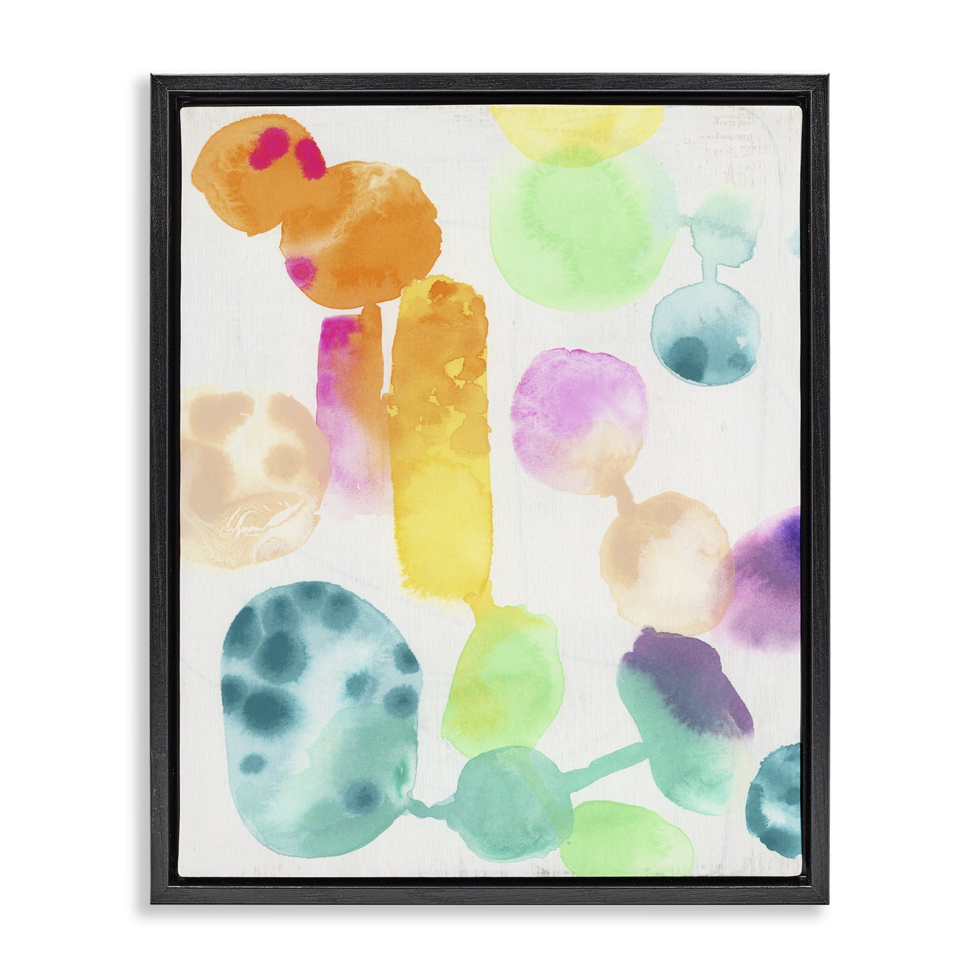 Stupell Industries Rainbow Watercolor Pattern Abstract Painting Black Floater Framed Canvas Art Print Wall Art, 25 x 31