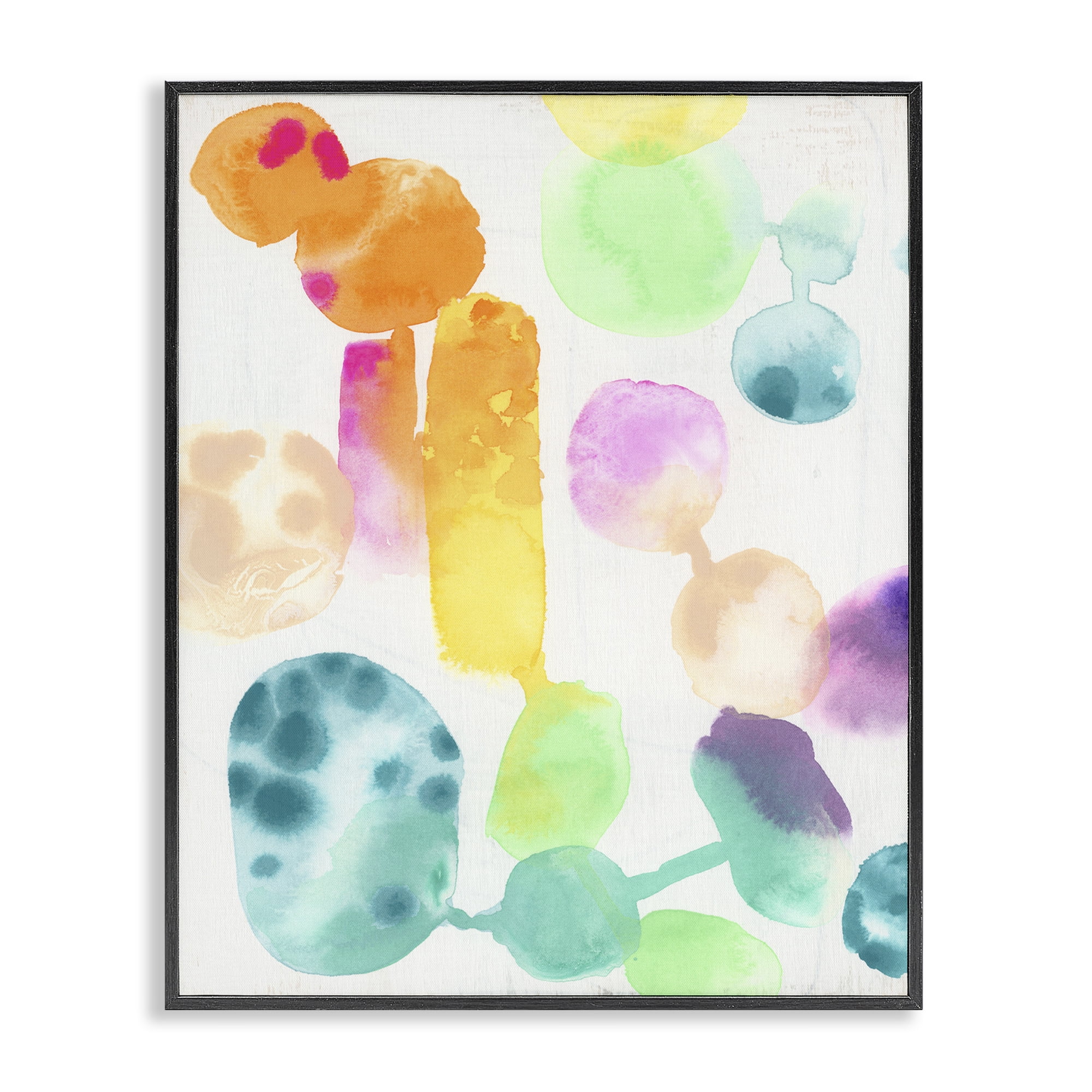 Stupell Industries Rainbow Watercolor Pattern Abstract Painting Black Framed Art Print Wall Art, 24 x 30