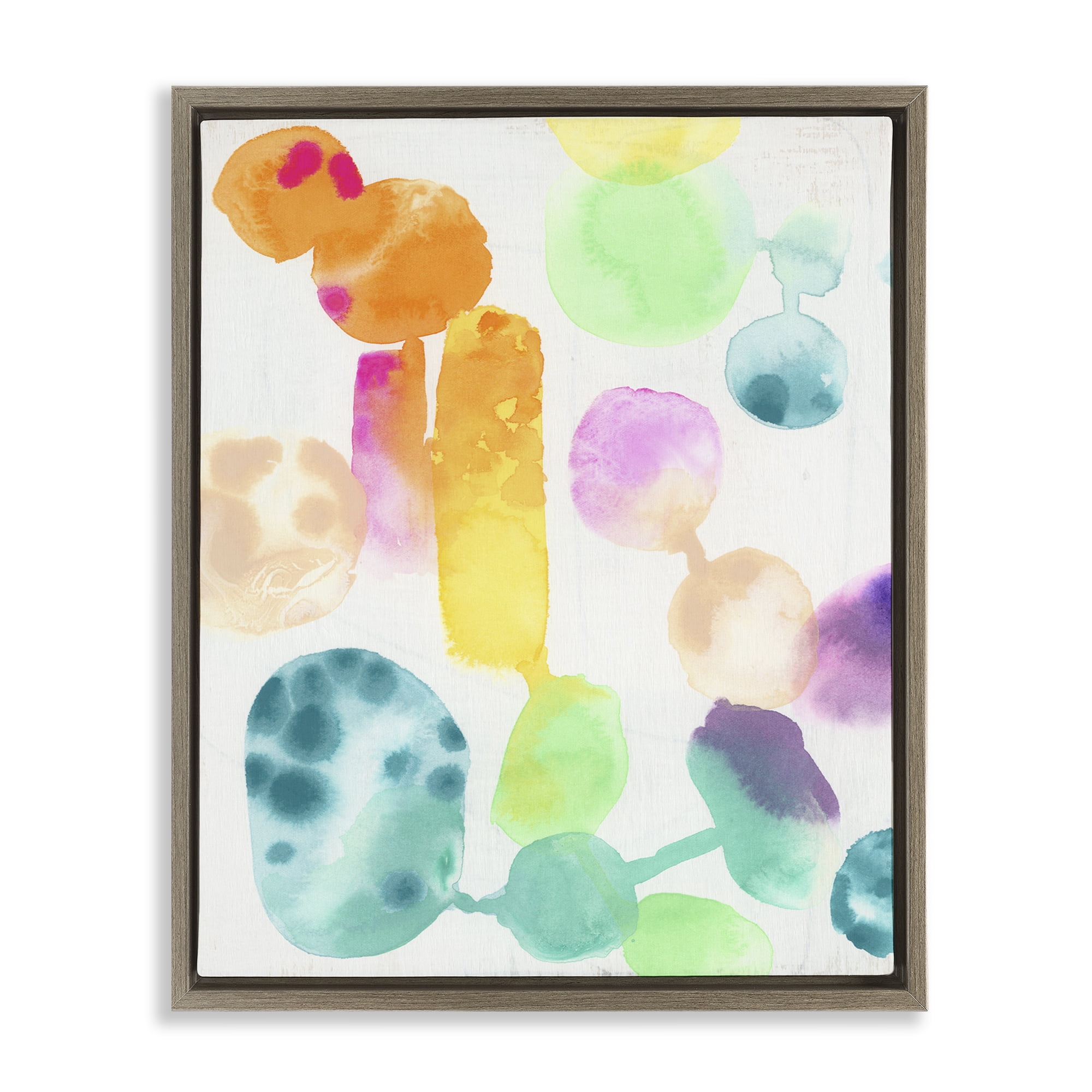 Stupell Industries Rainbow Watercolor Pattern Abstract Painting Brown Floater Framed Canvas Art Print Wall Art, 25 x 31