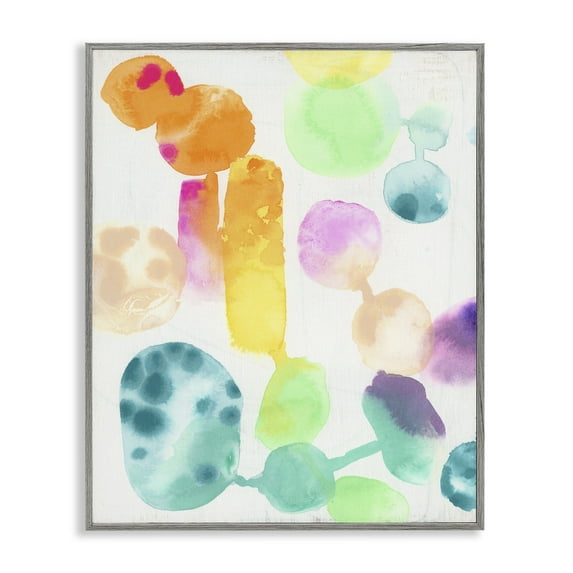 Stupell Industries Rainbow Watercolor Pattern Abstract Painting Gray Framed Art Print Wall Art, 11 x 14