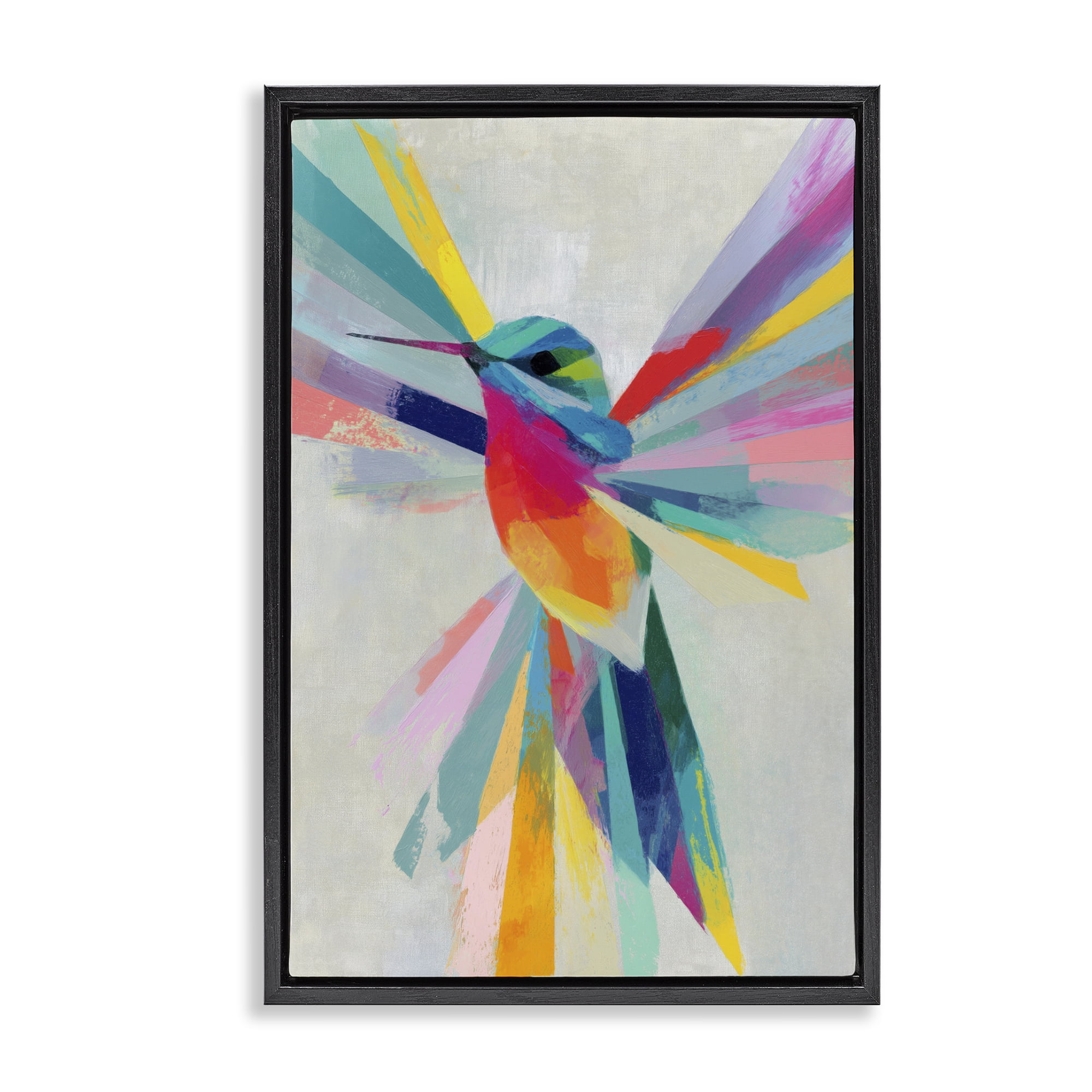 Stupell Industries Rainbow Winged Hummingbird Black Framed Floater Canvas Wall Art, design by Chromatic Storm Studio