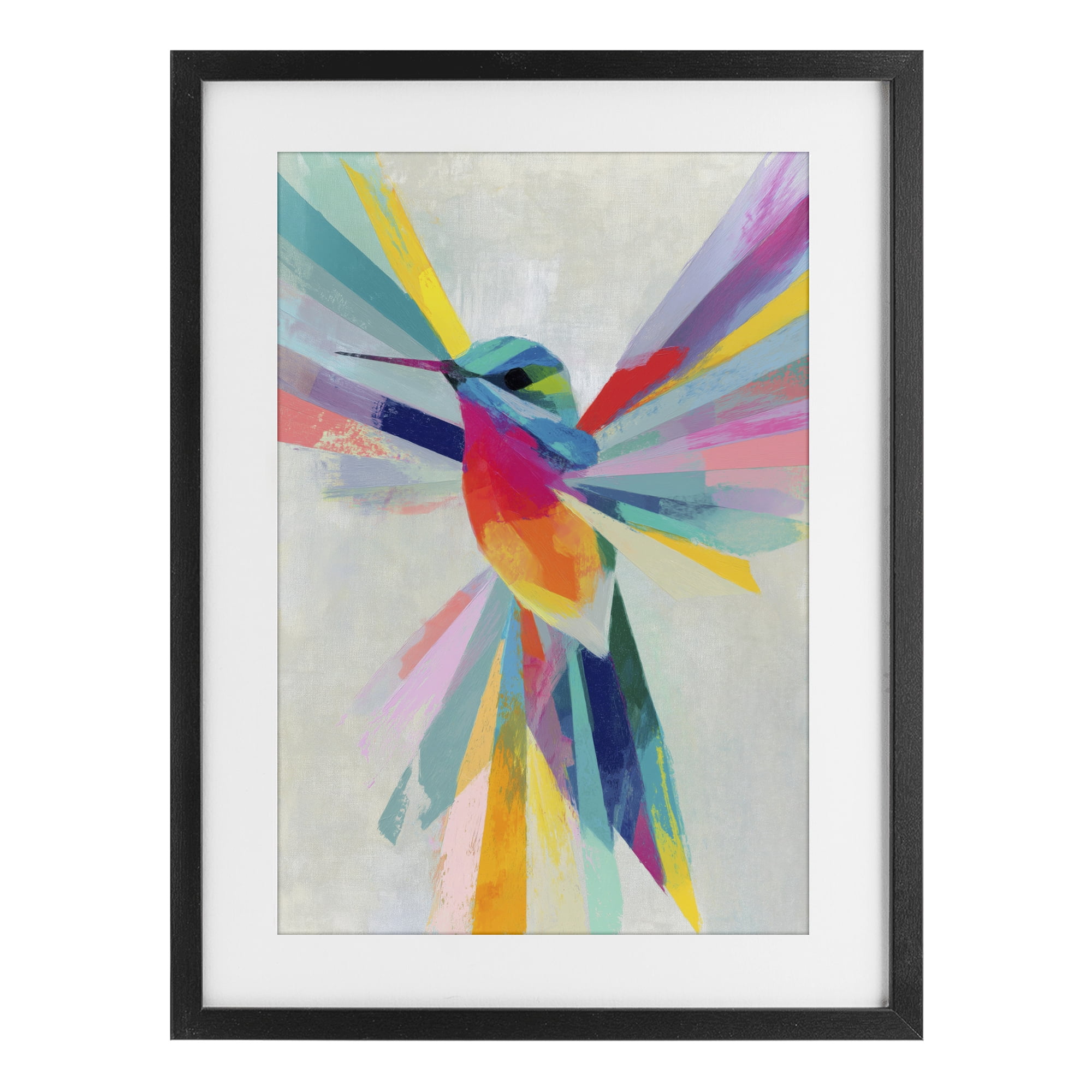 Stupell Industries Rainbow Winged Hummingbird Black Framed Print Under Glass, design by Chromatic Storm Studio
