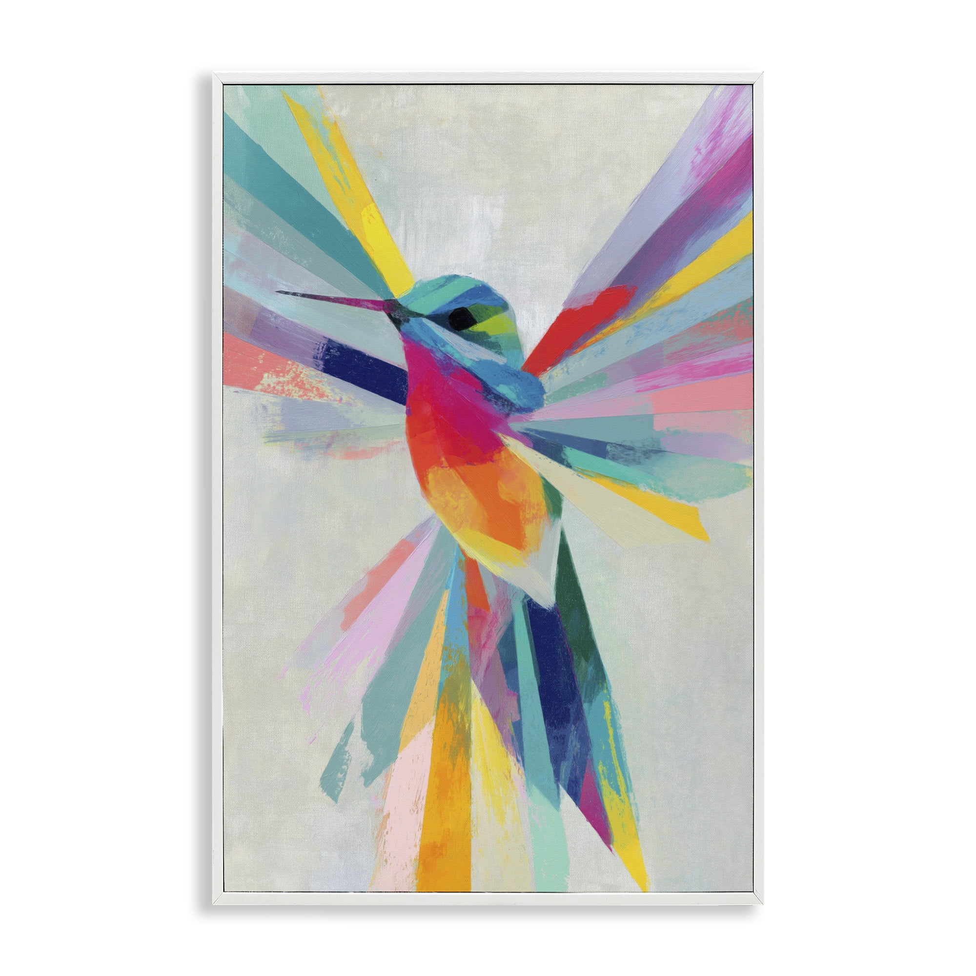 Stupell Industries Rainbow Winged Hummingbird White Framed Giclee Art, design by Chromatic Storm Studio