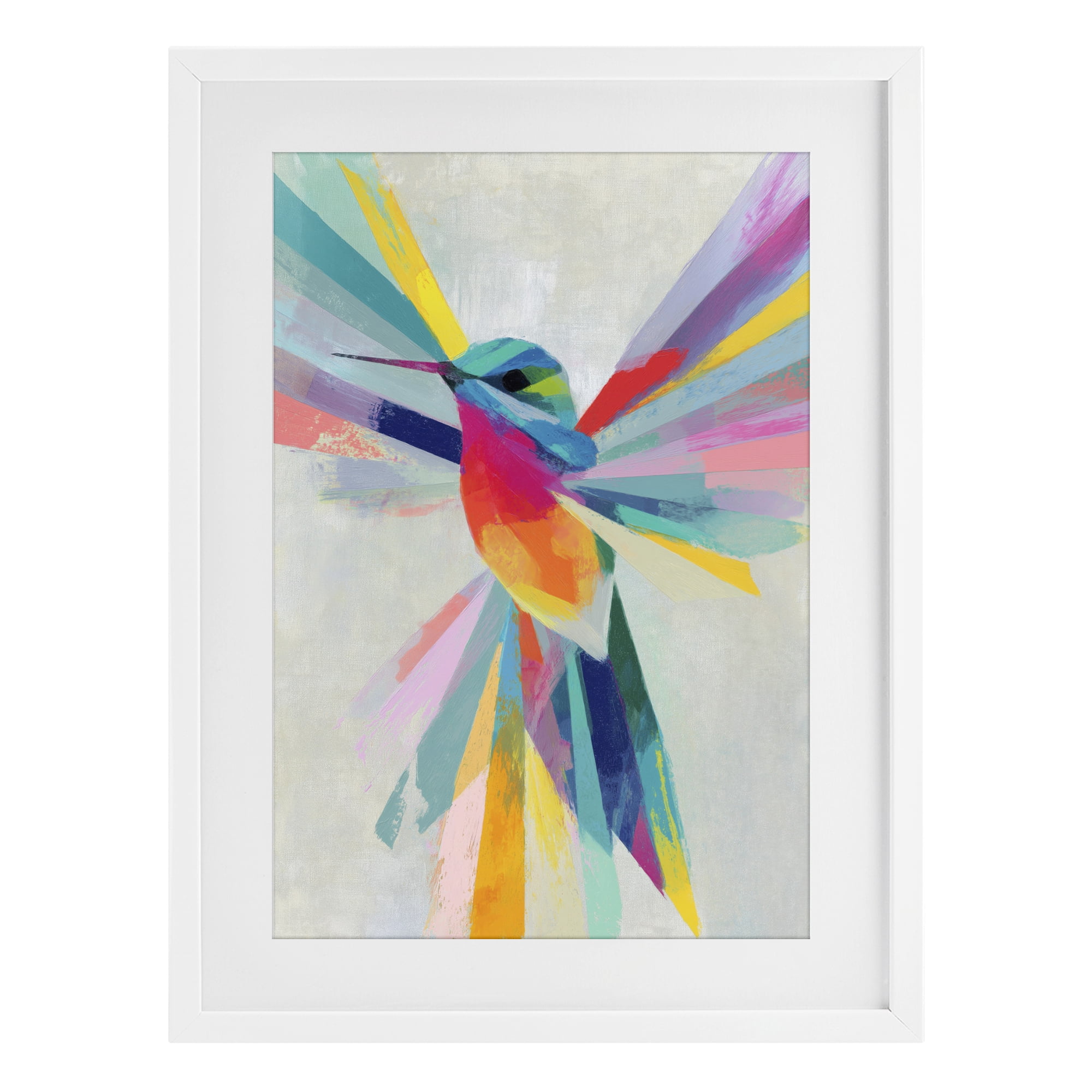 Stupell Industries Rainbow Winged Hummingbird White Framed Print Under Glass, design by Chromatic Storm Studio