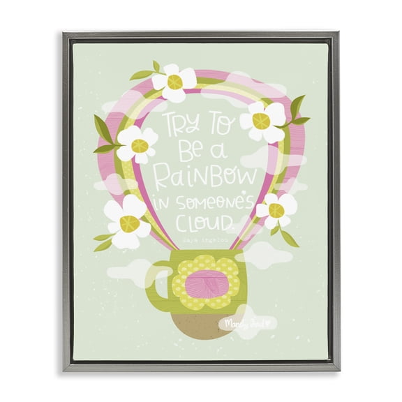Stupell Industries Rainbow in Someone's Cloud Quotes and Sayings Painting Gray Floater Framed Canvas Art Print Wall Art, 25 x 31