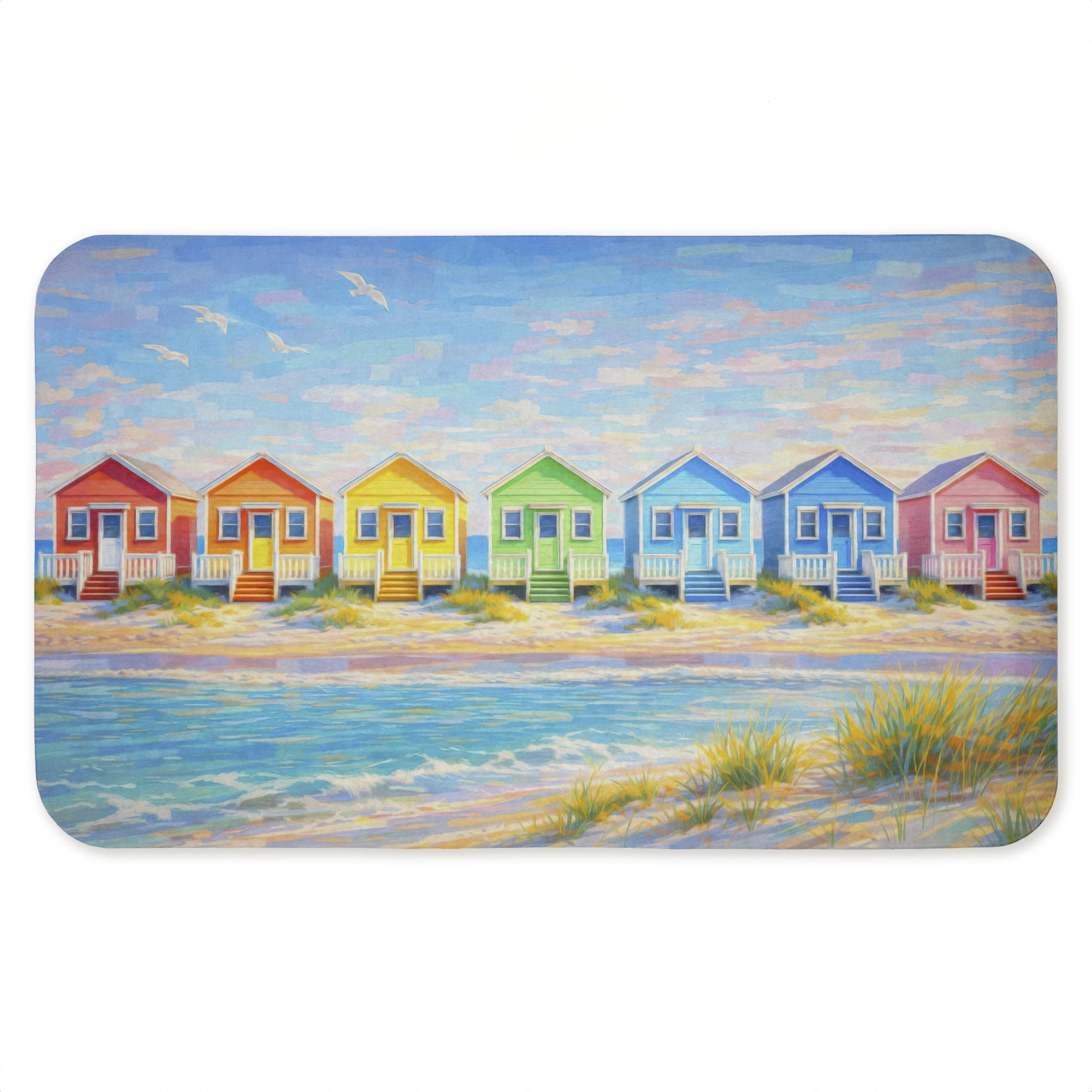 Stupell Industries Rainbow of Beach Cottages Printed Anti-Fatigue Floor Mat, design by Ziwei Li