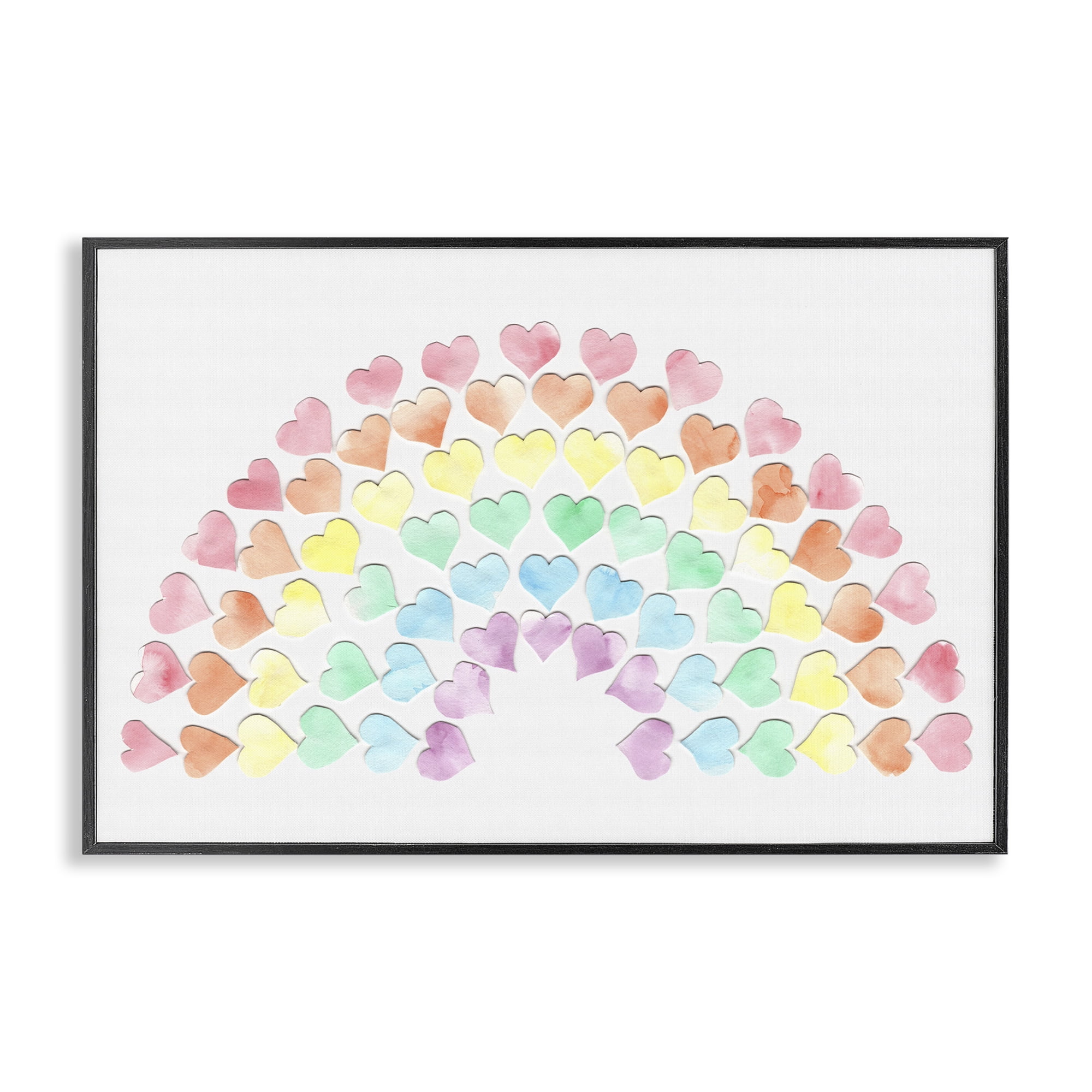 Stupell Industries Rainbow of Hearts Landscape Painting Black Framed Art Print Wall Art, 30 x 20