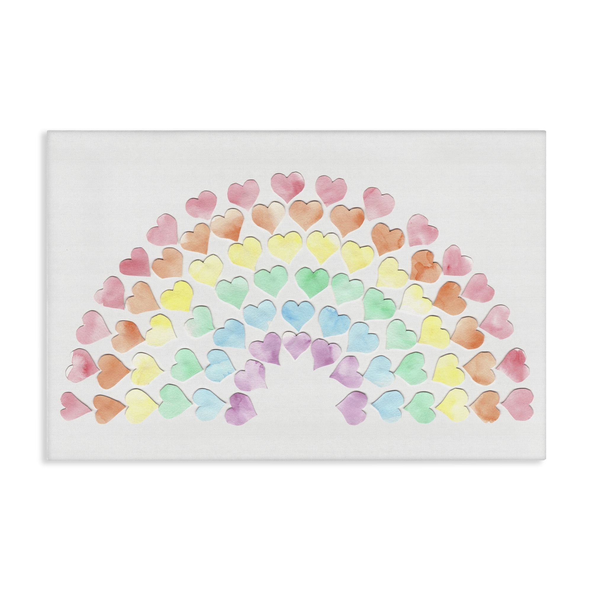 Stupell Industries Rainbow of Hearts Landscape Painting Gallery Wrapped Canvas Art Print Wall Art, 24 x 16