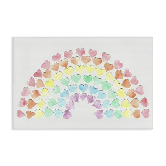 Stupell Industries Rainbow of Hearts Landscape Painting Gallery Wrapped Canvas Art Print Wall Art, 36 x 24