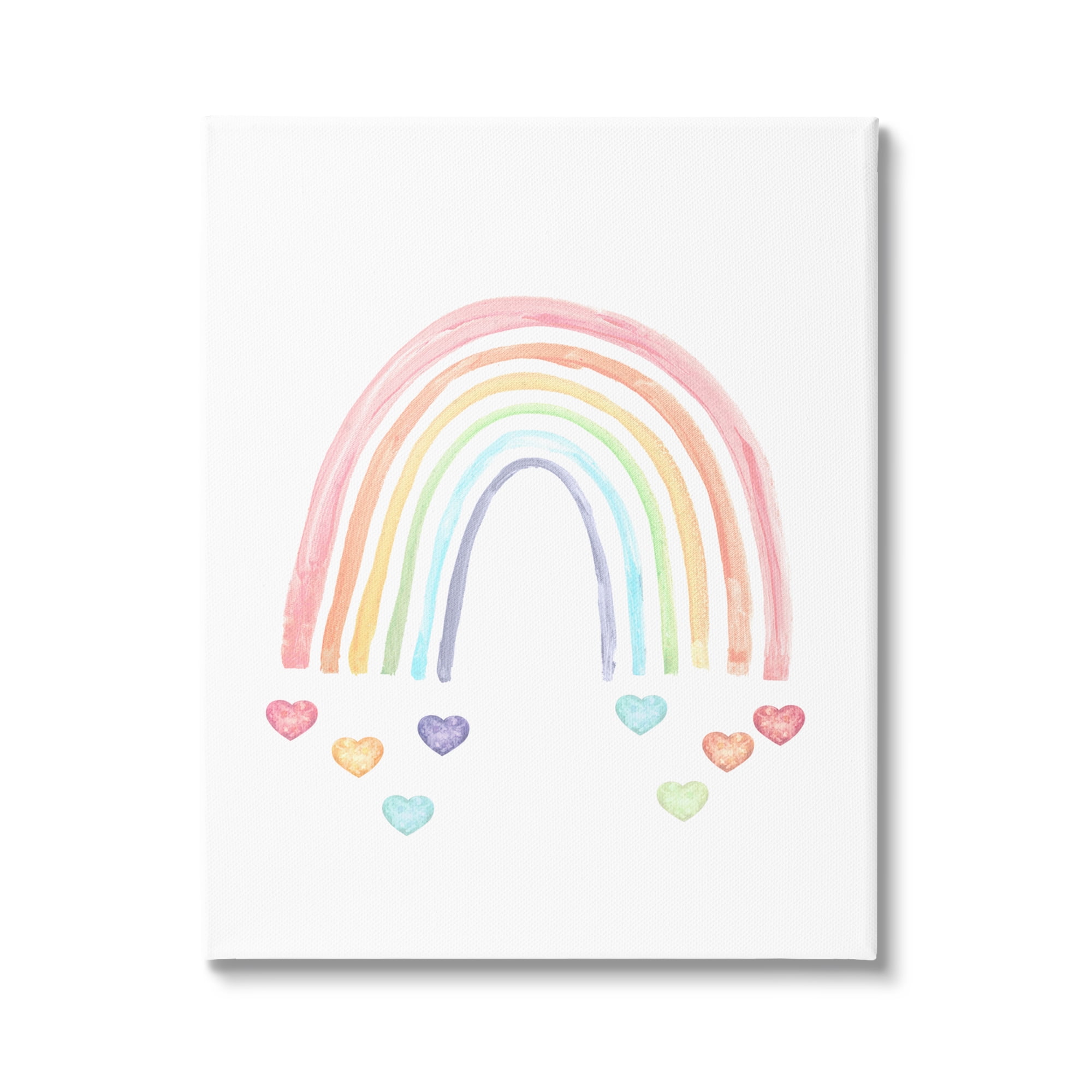 Stupell Industries Rainbow with Falling Hearts Landscape Painting Gallery Wrapped Canvas Art Print Wall Art, 30 x 40