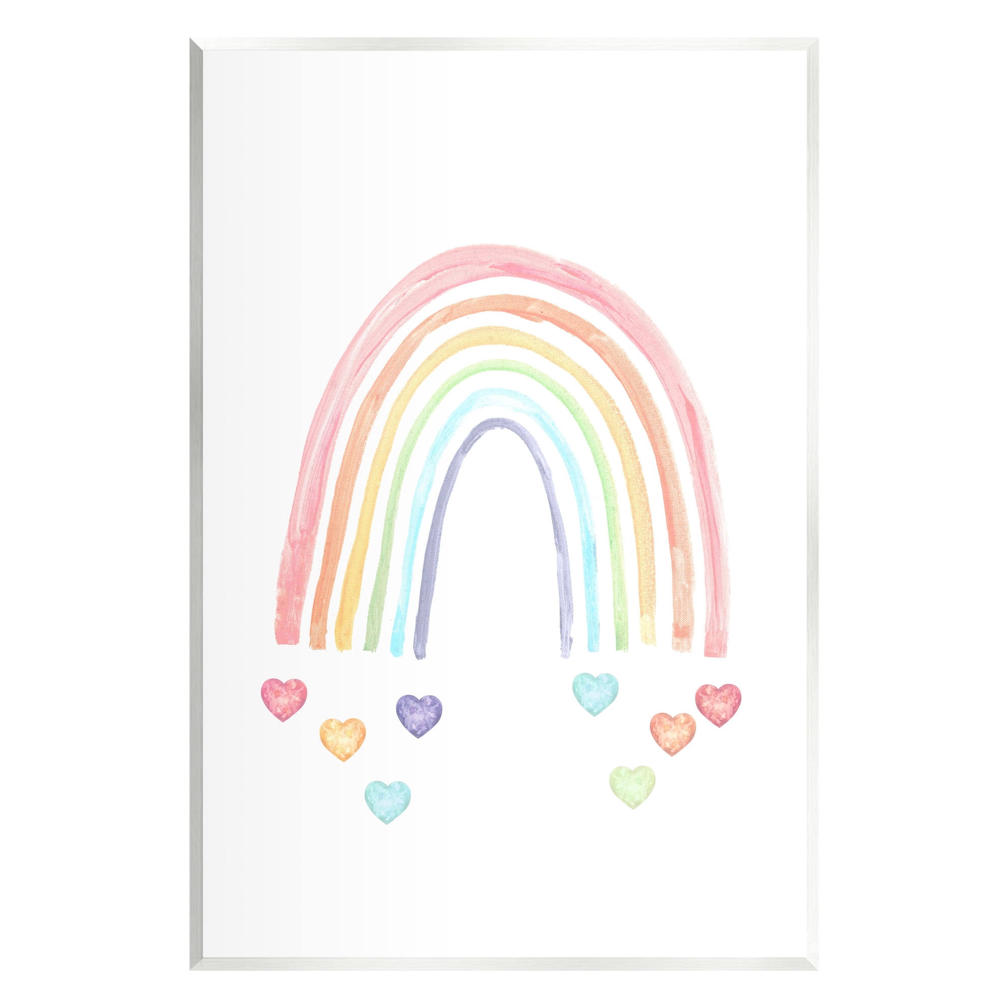 Stupell Industries Rainbow with Falling Hearts Landscape Painting Unframed Art Print Wall Art, 10 x 15