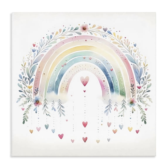 Stupell Industries Contemporary Rainbow with Hanging Hearts Canvas Art, 30 x 30, by Creative Studio