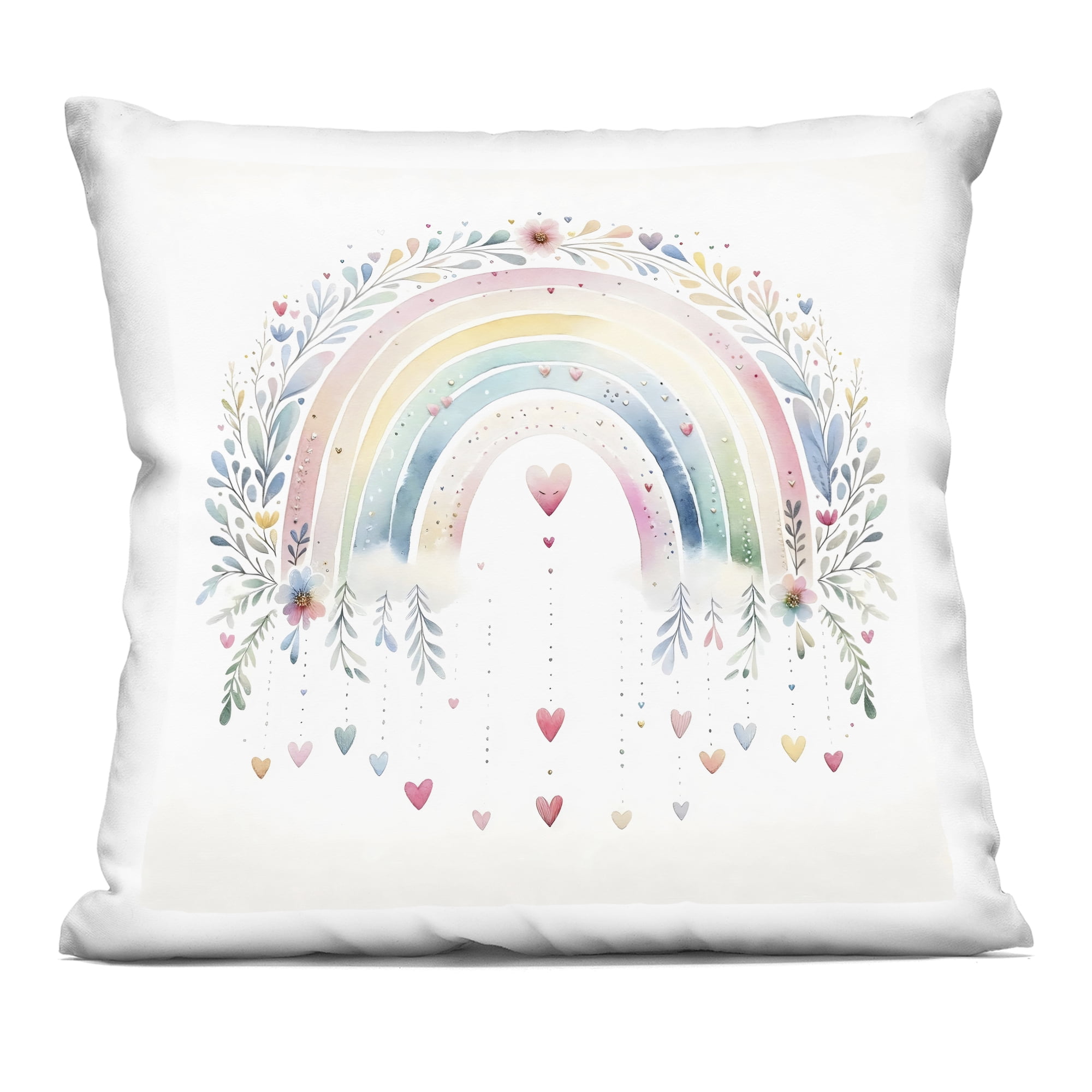 Stupell Industries Rainbow with Hanging Hearts Decorative Printed Throw Pillow, design by Creative Studio