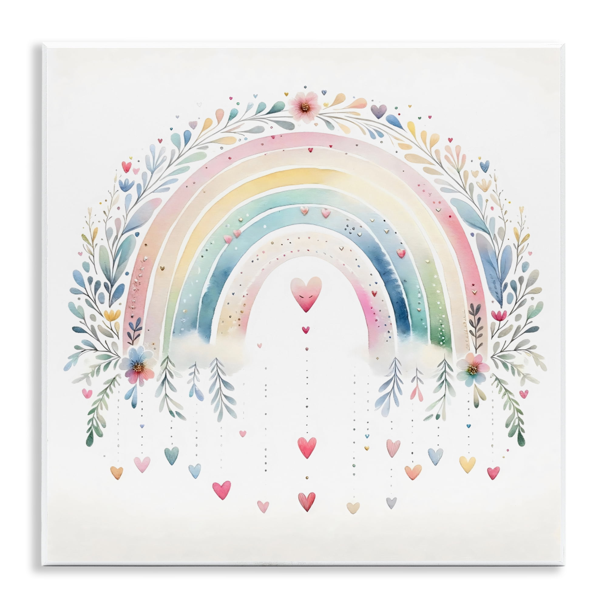 Stupell Industries Rainbow with Hanging Hearts Wall Plaque Art, design by Creative Studio