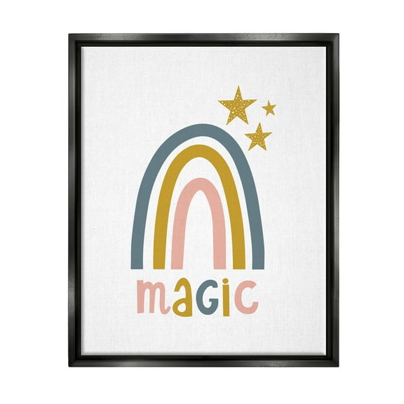 Stupell Industries Rainbow with Magic Phrase Landscape Painting Black Floater Framed Canvas Art Print Wall Art, 17 x 21