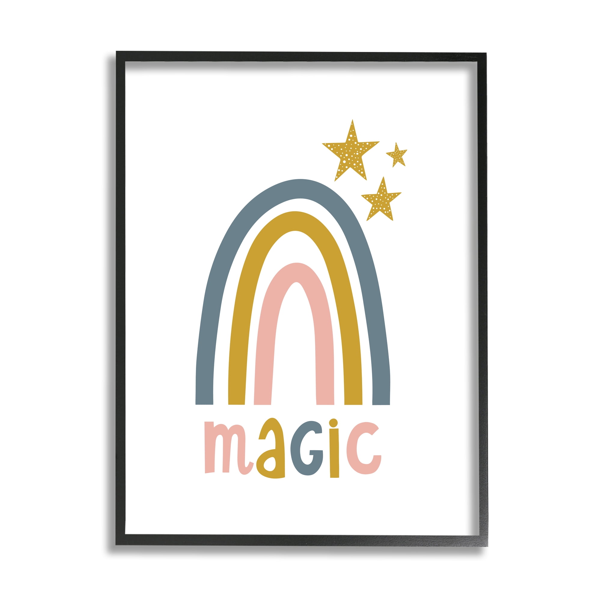 Stupell Industries Rainbow with Magic Phrase Landscape Painting Black Framed Art Print Wall Art, 24 x 30