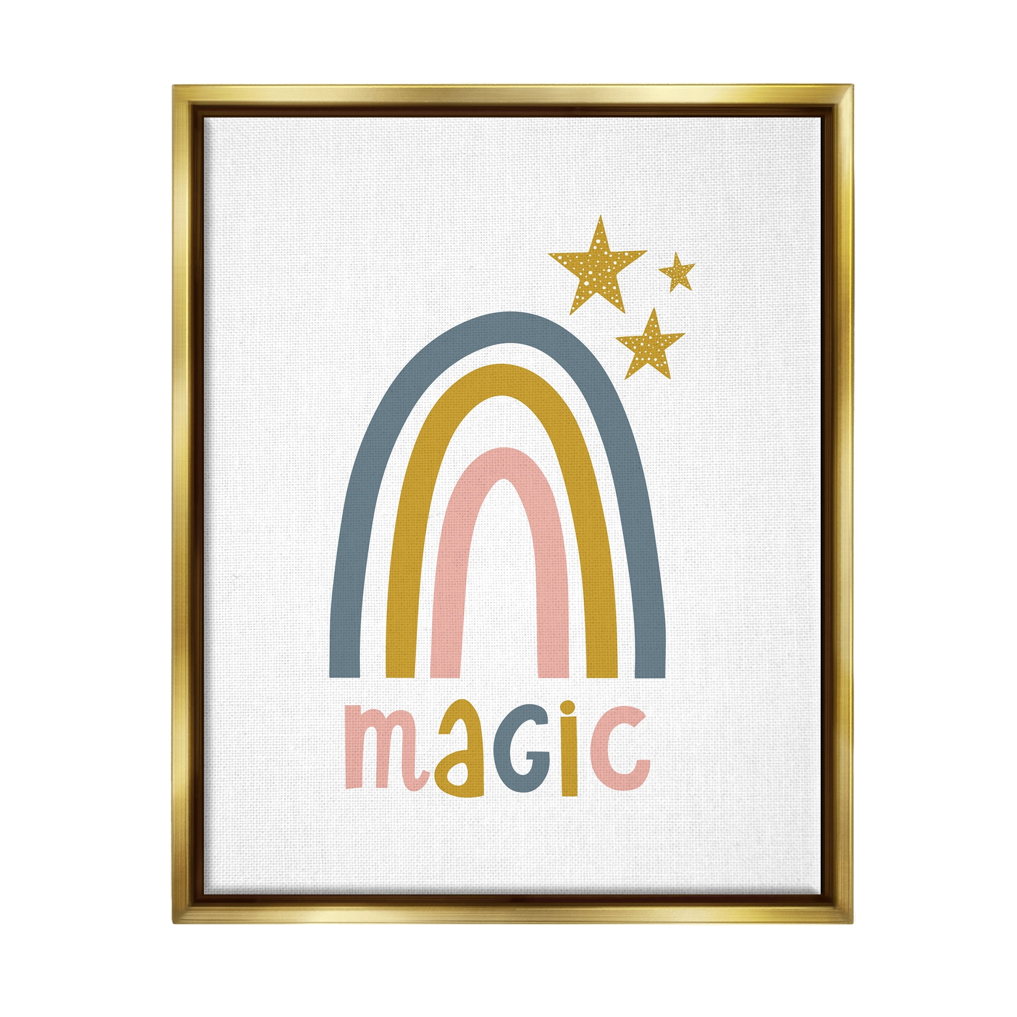 Stupell Industries Rainbow with Magic Phrase Landscape Painting Gold Floater Framed Canvas Art Print Wall Art, 17 x 21