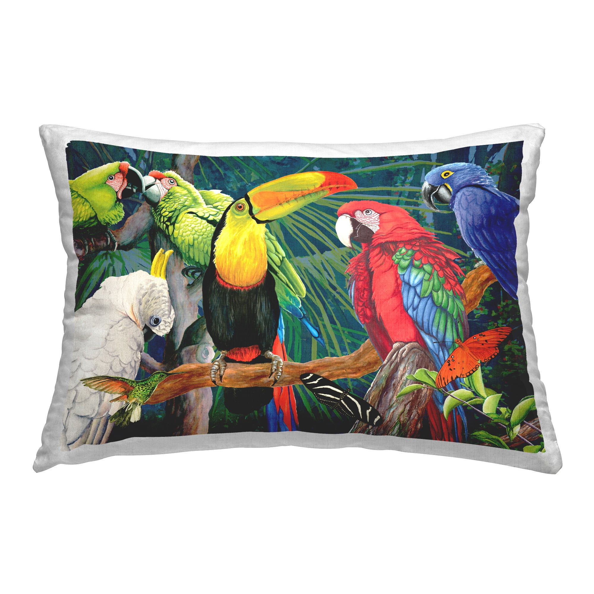 Stupell Industries Rainforest Birds Perched Decorative Printed Throw Pillow Design by Christine Reichow