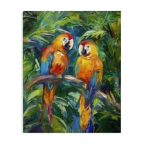 Stupell Industries Rainforest Parrot Branch Animals & Insects Painting Gallery Wrapped Canvas Art Print Wall Art, 16 x 20
