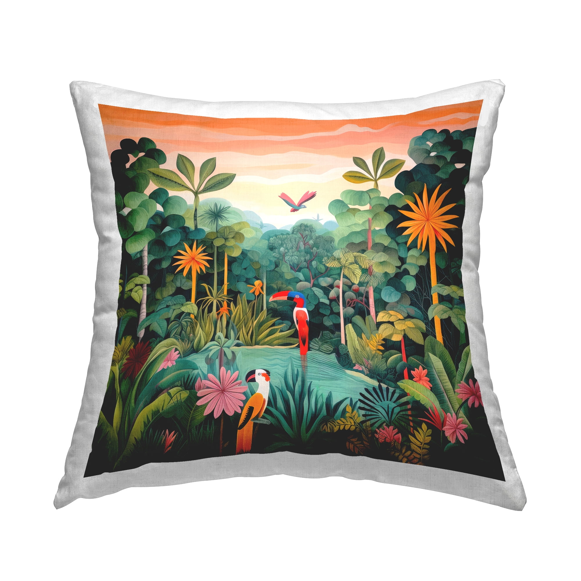 Stupell Industries Rainforest Wildlife Scene Decorative Printed Throw Pillow, 18 x 18