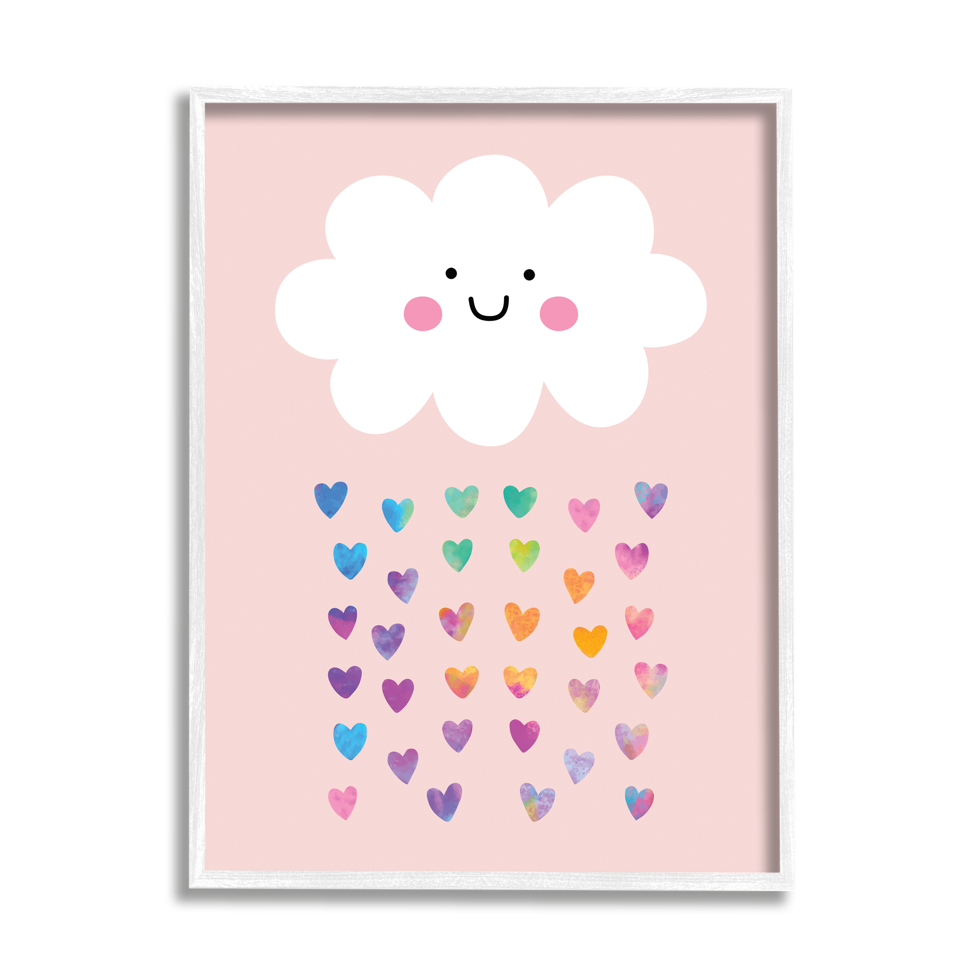 Stupell Industries Raining Rainbow Hearts with Happy Cloud , 16 x 20,Design by Seven Trees Design