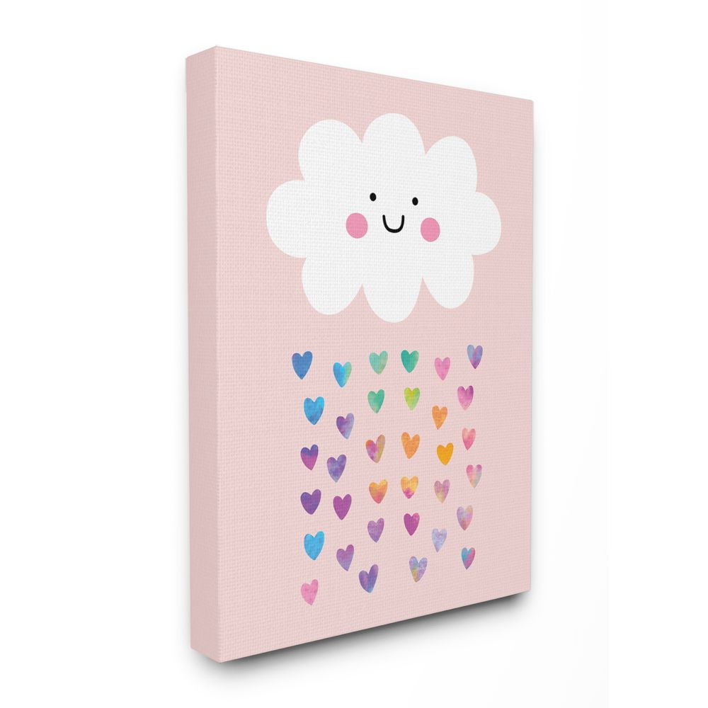 Stupell Industries Raining Rainbow Hearts with Happy Cloud Canvas Wall Art Design by Seven Trees Design