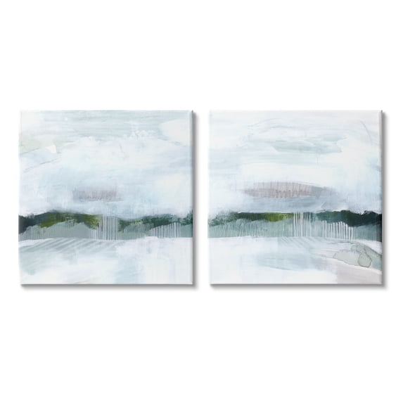 Stupell Industries Rainy Day Abstract Field Landscape Busy Grey Green, 17 x 17, Design by Grace Popp
