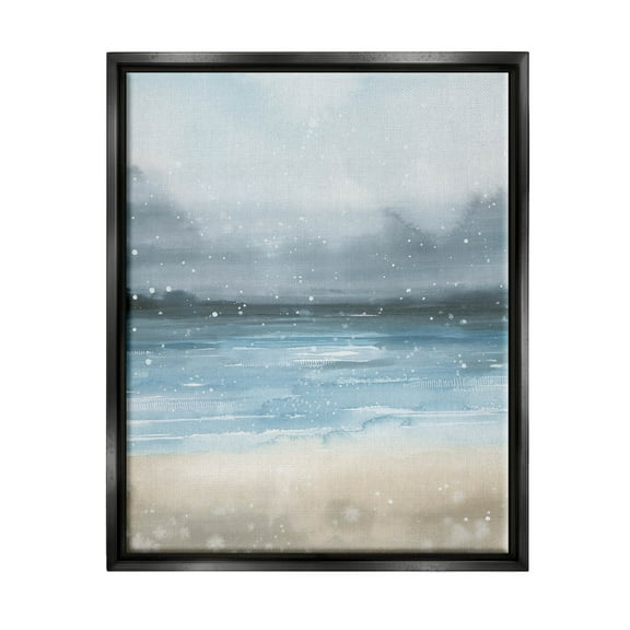 Stupell Industries Rainy Nautical Shore Landscape Graphic Art Jet Black Floating Framed Canvas Print Wall Art, Design by Grace Popp