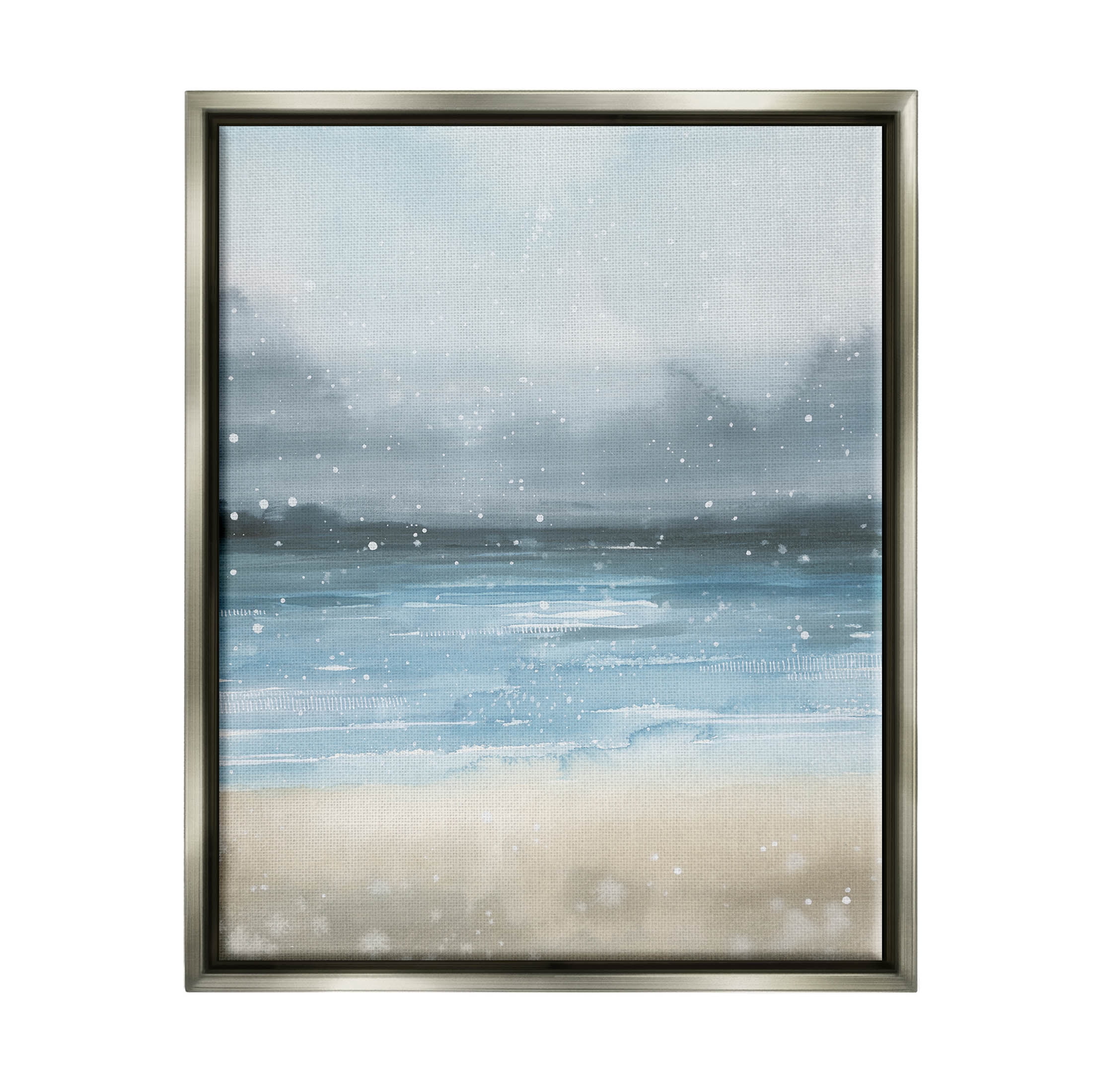 Stupell Industries Rainy Nautical Shore Landscape Graphic Art Luster Gray Floating Framed Canvas Print Wall Art, Design by Grace Popp