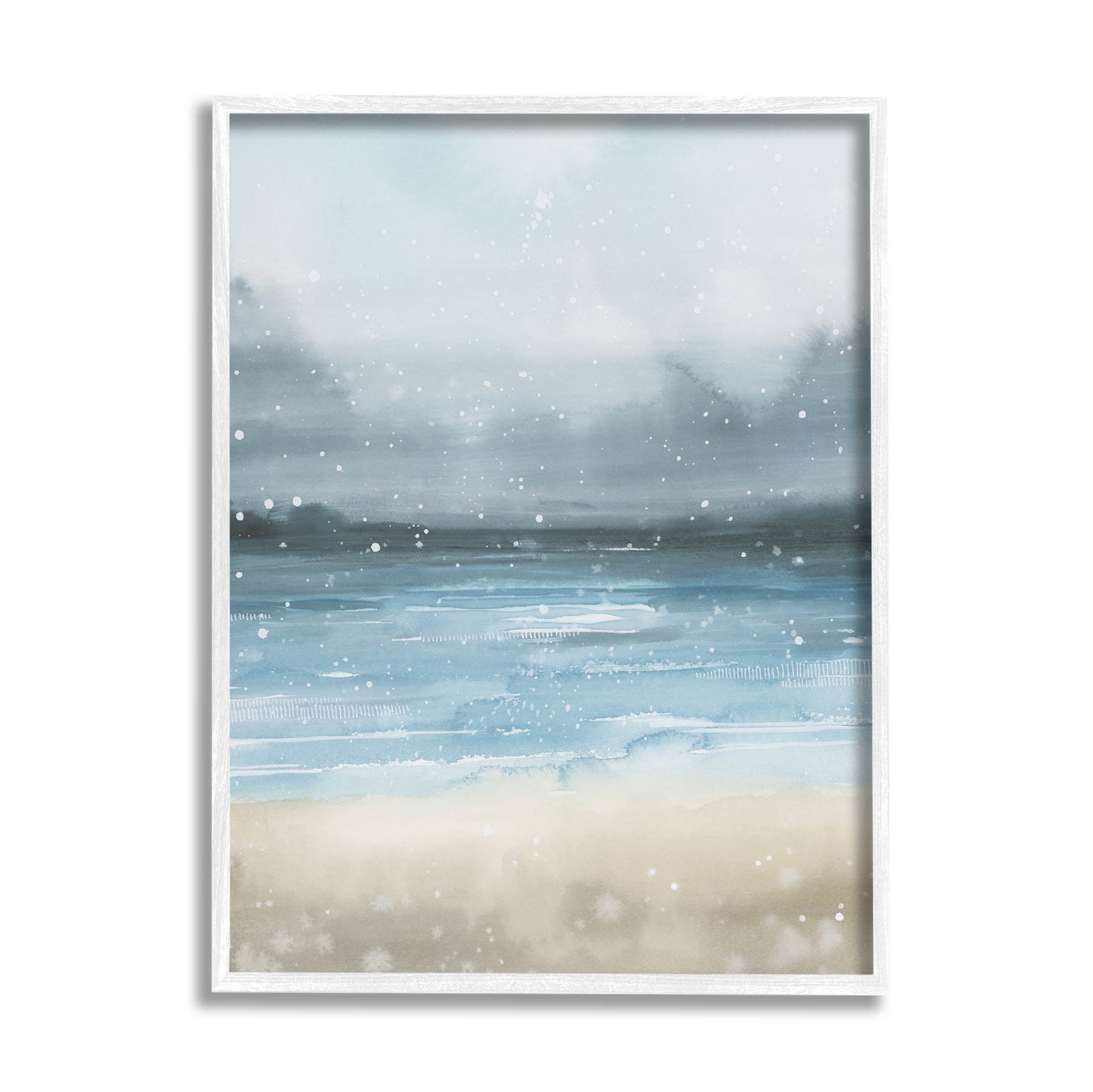 Stupell Industries Rainy Nautical Shore Landscape Graphic Art White Framed Art Print Wall Art, Design by Grace Popp