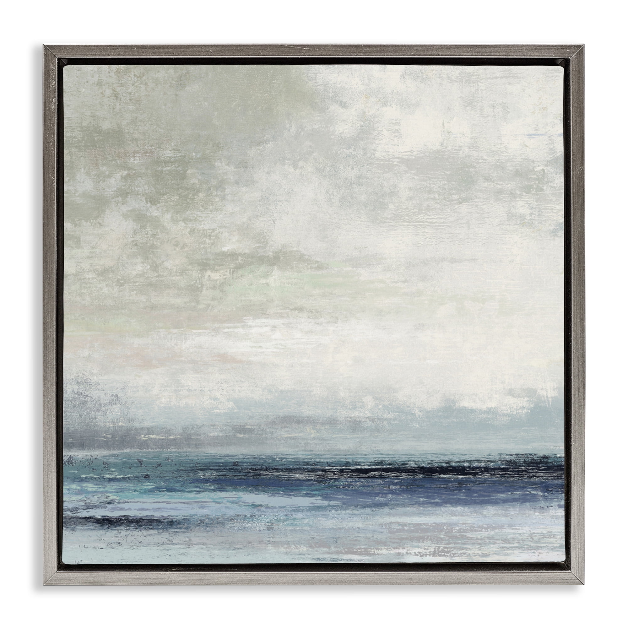Stupell Industries Rainy Sea Shoreline Abstract Abstract Painting Gray Floater Framed Canvas Art Print Wall Art, 18 x 18