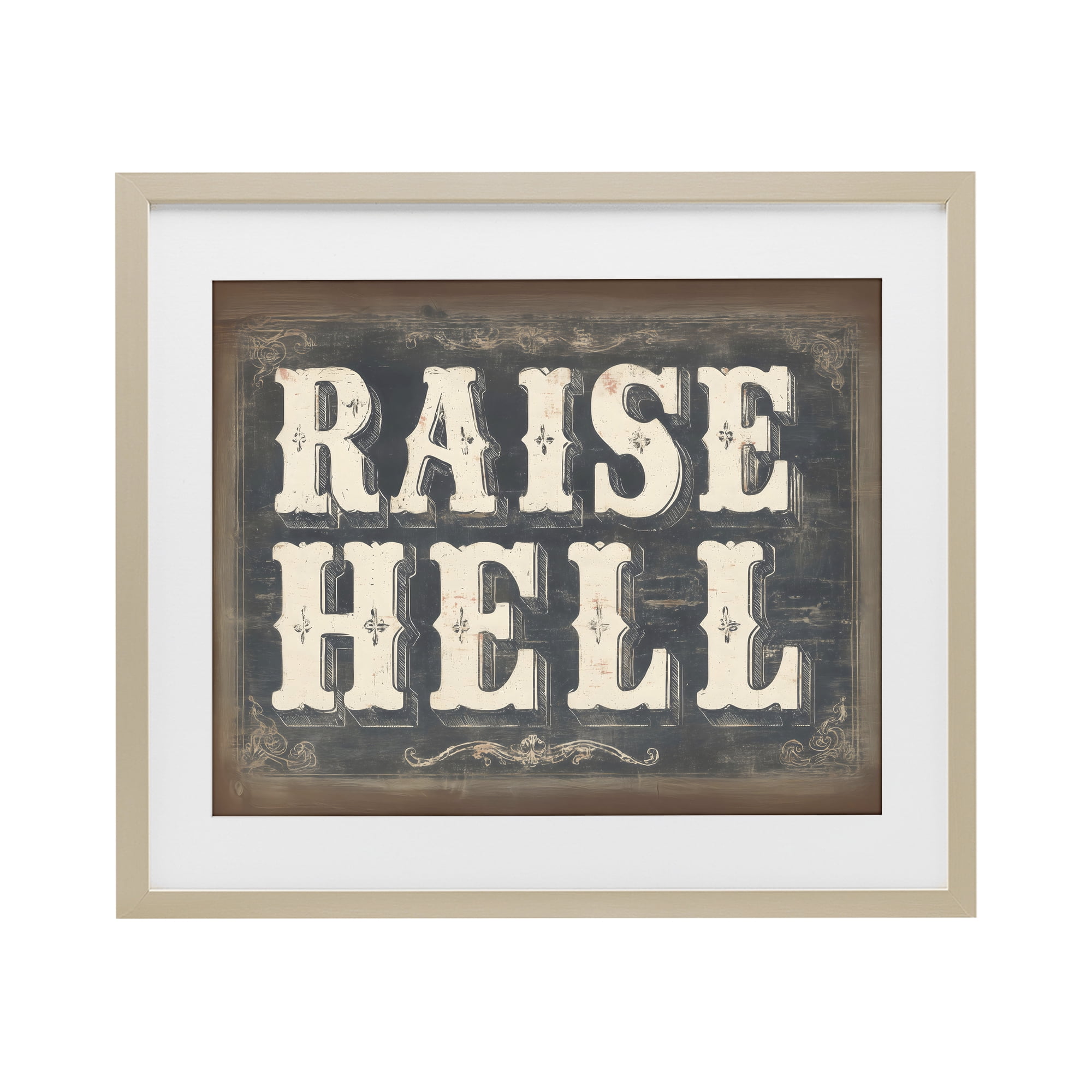 Stupell Industries Raise Hell Vintage Western Birch Framed Print Under Glass, design by Arlington Prints
