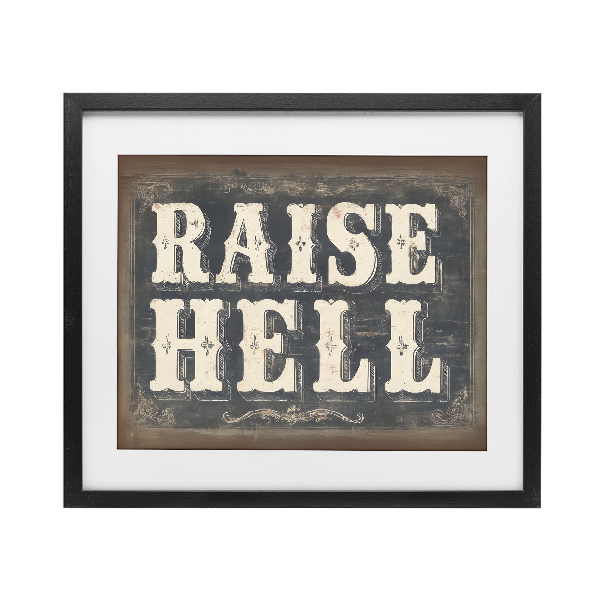 Stupell Industries Raise Hell Vintage Western Black Framed Print Under Glass, design by Arlington Prints