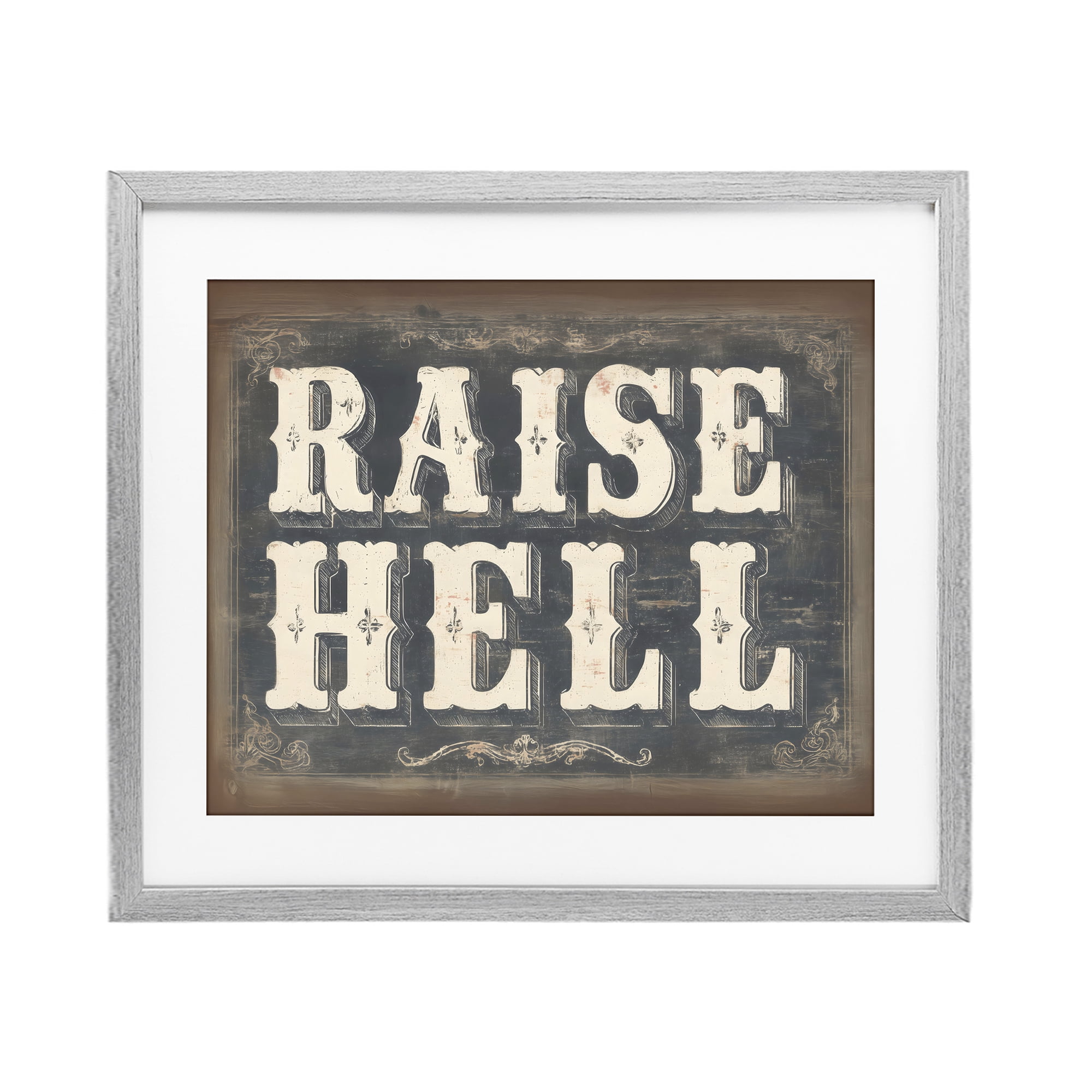 Stupell Industries Raise Hell Vintage Western Gray Framed Print Under Glass, design by Arlington Prints